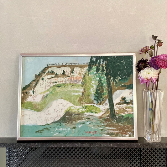 Vintage Landscape Oil Painting from Sweden 1971