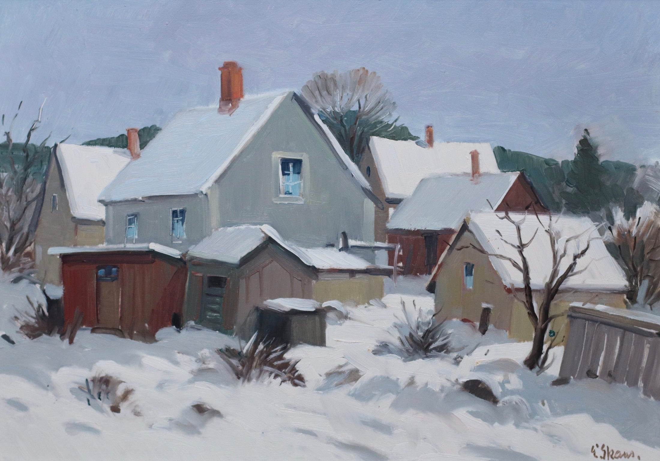 Vintage Winter Landscape Oil Painting From Sweden By Eskil Skans