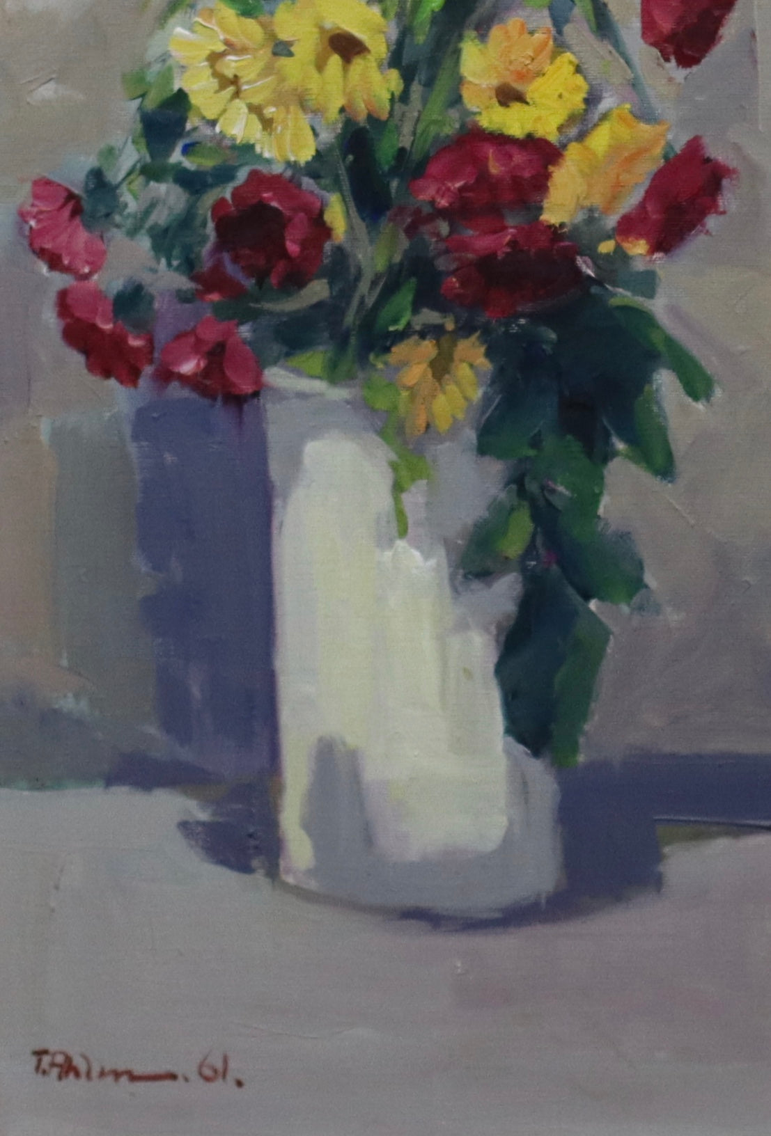 Mid Century Still Life Oil Painting by Tage Ahlm From Sweden