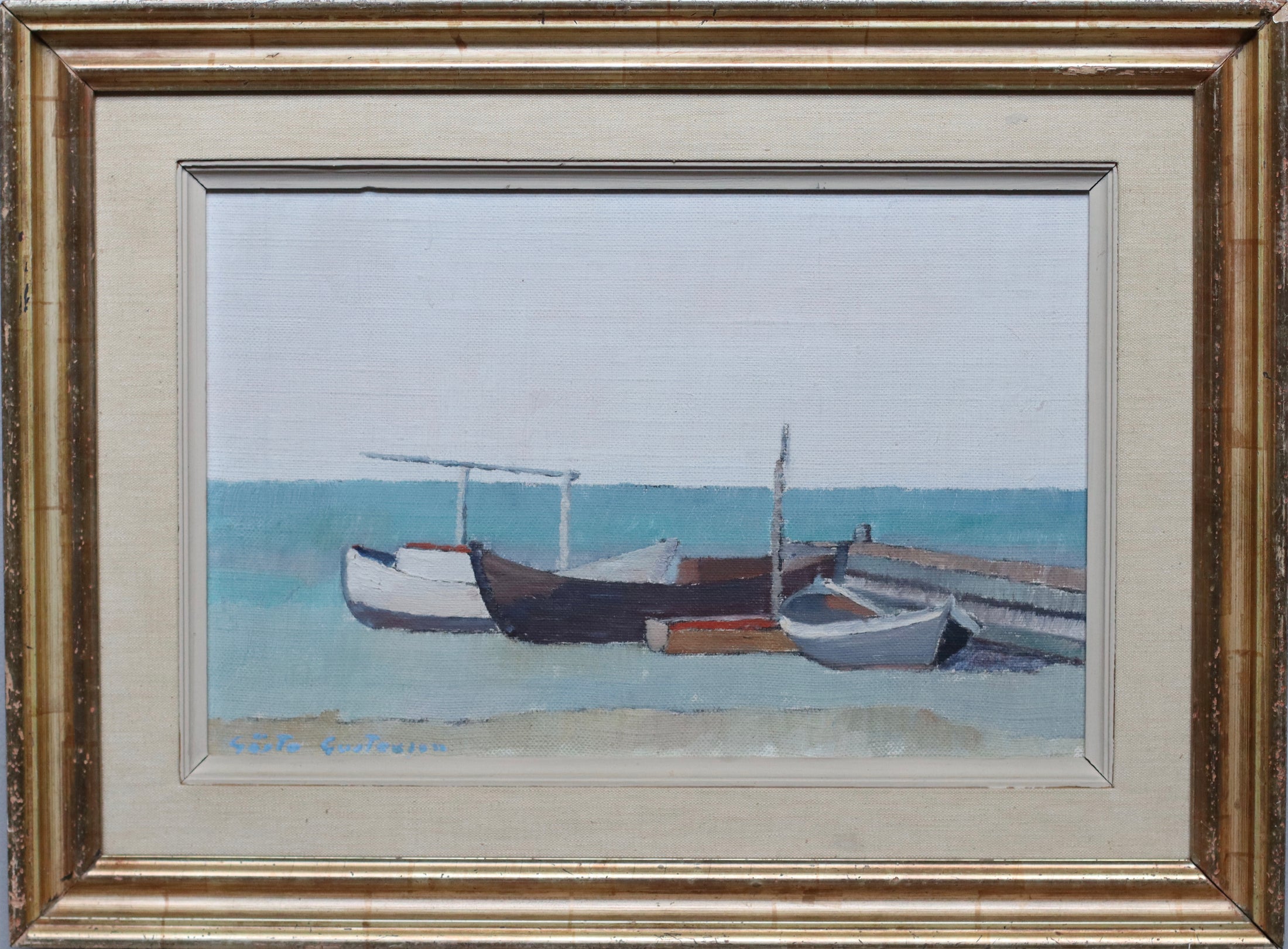 Vintage Oil Painting from Sweden by Gösta Gustafsson 1960's