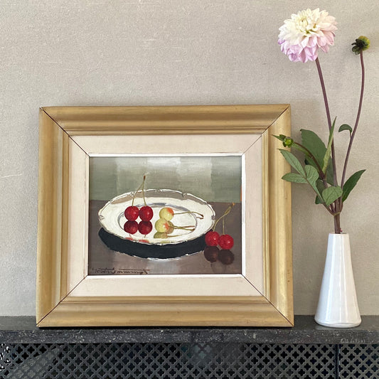 Vintage Still Life of Cherries By Gösta Emming From Sweden