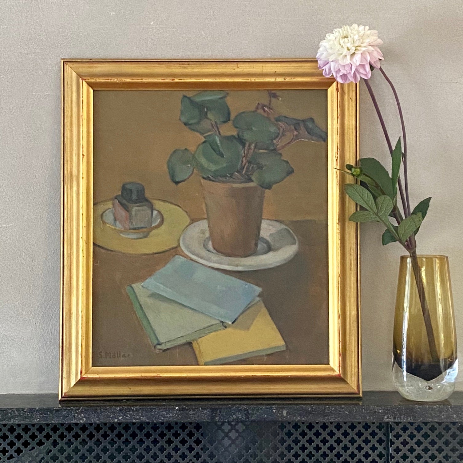 Vintage Still Life Oil Painting From Sweden By Sigurd Möller