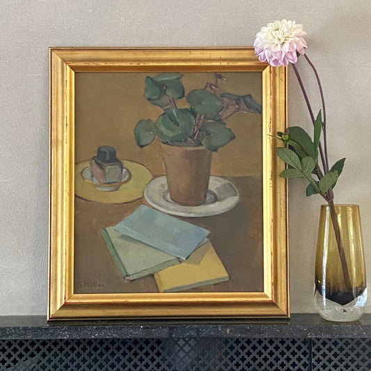 Vintage Still Life Oil Painting From Sweden By Sigurd Möller