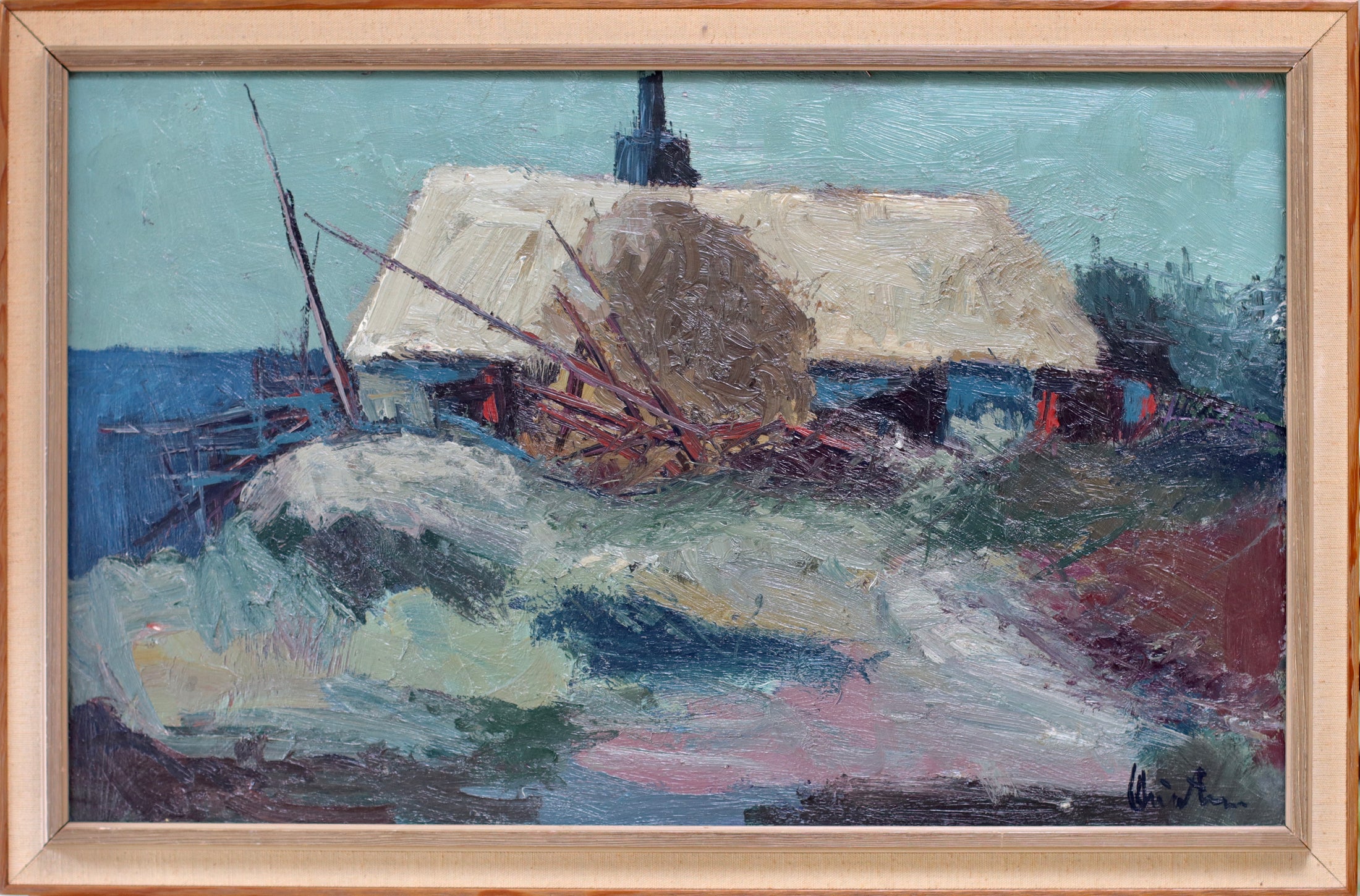 Vintage Seascape Oil Painting by Kai Christensen Vintage Art Room