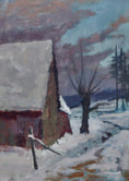 Load image into Gallery viewer, Vintage Winter Oil Painting From Sweden by Bertil Landelius
