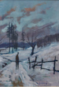 Load image into Gallery viewer, Vintage Winter Oil Painting From Sweden by Bertil Landelius