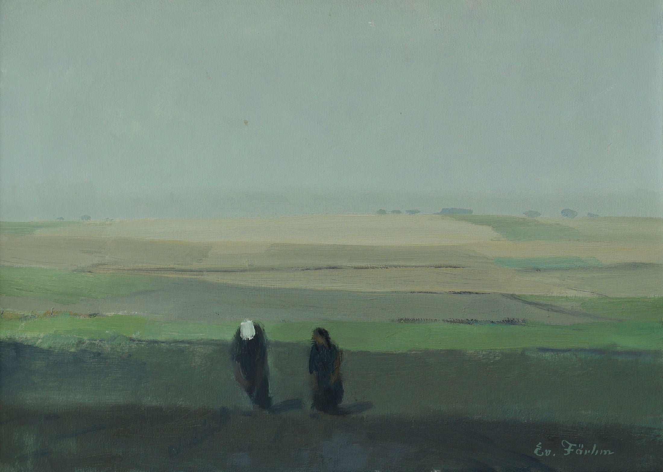 Vintage Mid Century Landscape Painting By Evert Fährm Sweden
