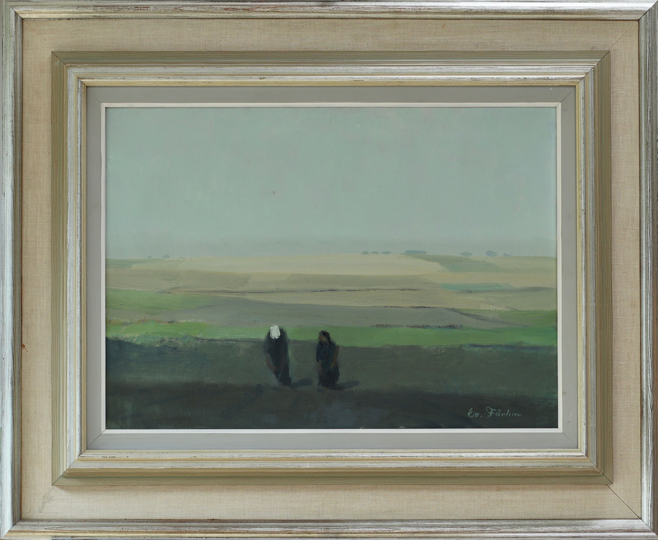 Vintage Mid Century Landscape Painting By Evert Fährm Sweden