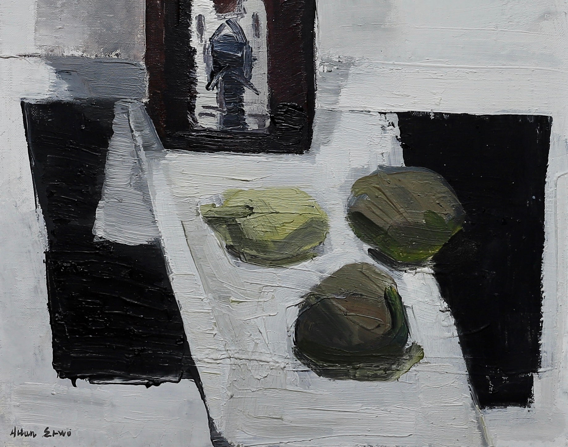 Mid Century Still Life Oil Painting By Allan Erwö Sweden