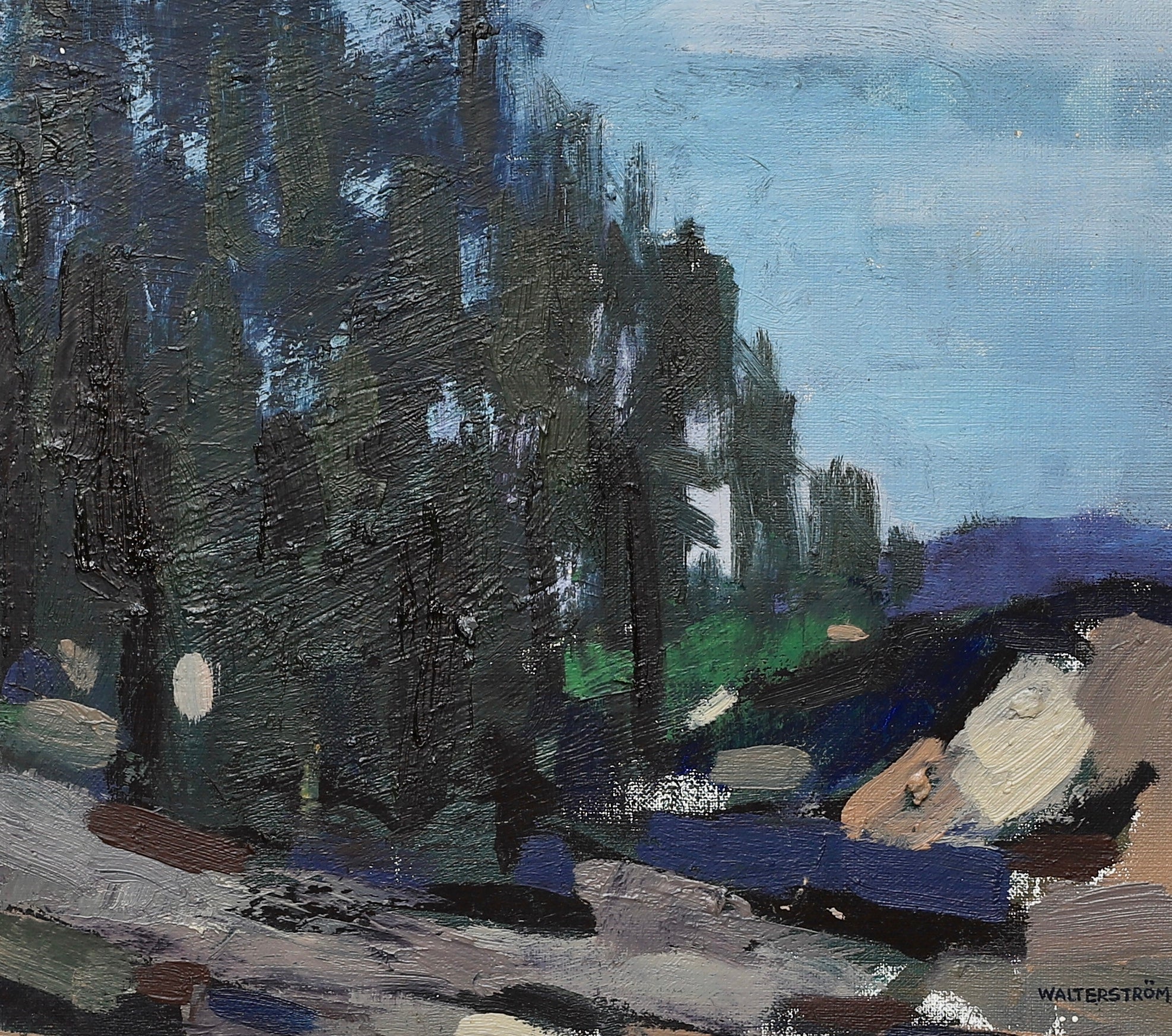 Mid Century Original Oil Painting From Sweden by Walterström