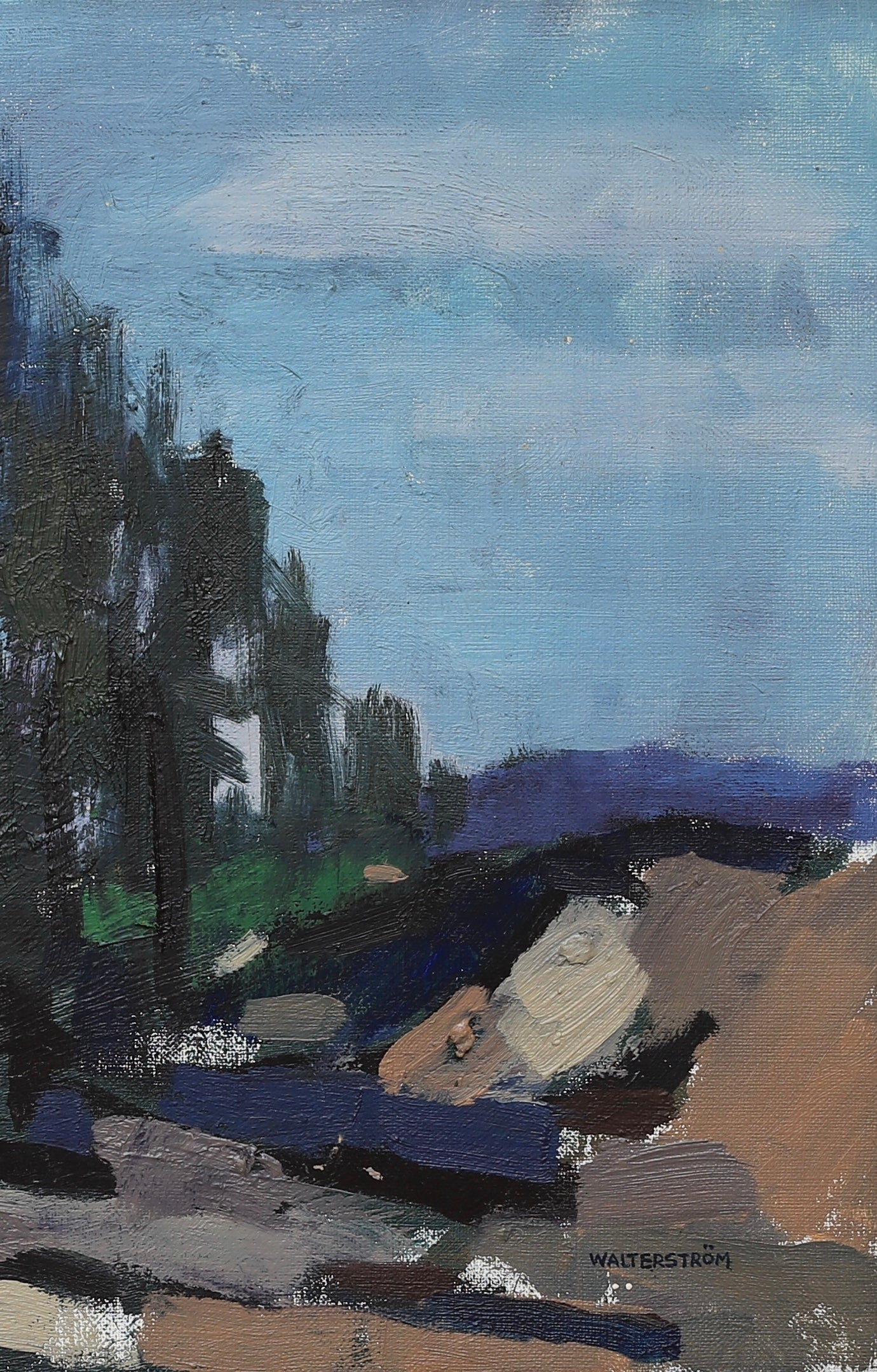 Mid Century Original Oil Painting From Sweden by Walterström