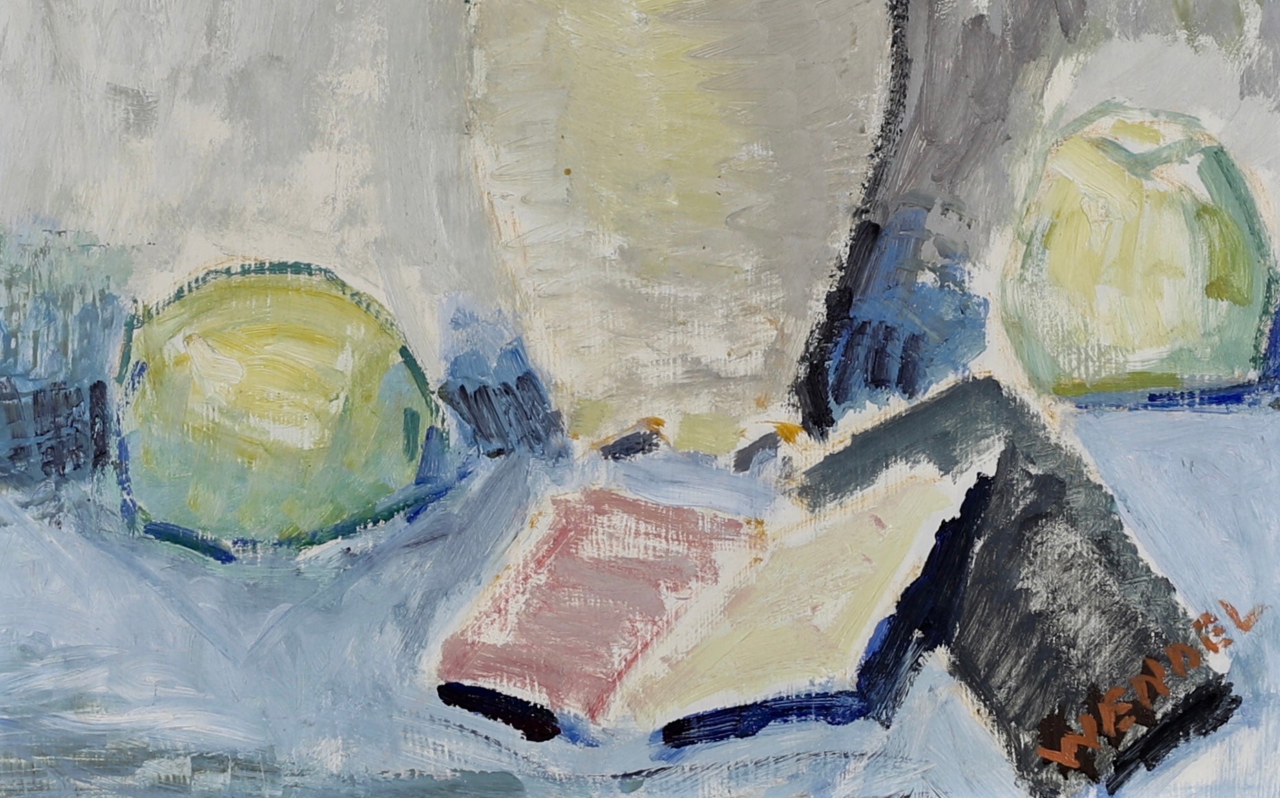 Mid Century Original Still Life Oil Painting from Sweden by Wendel