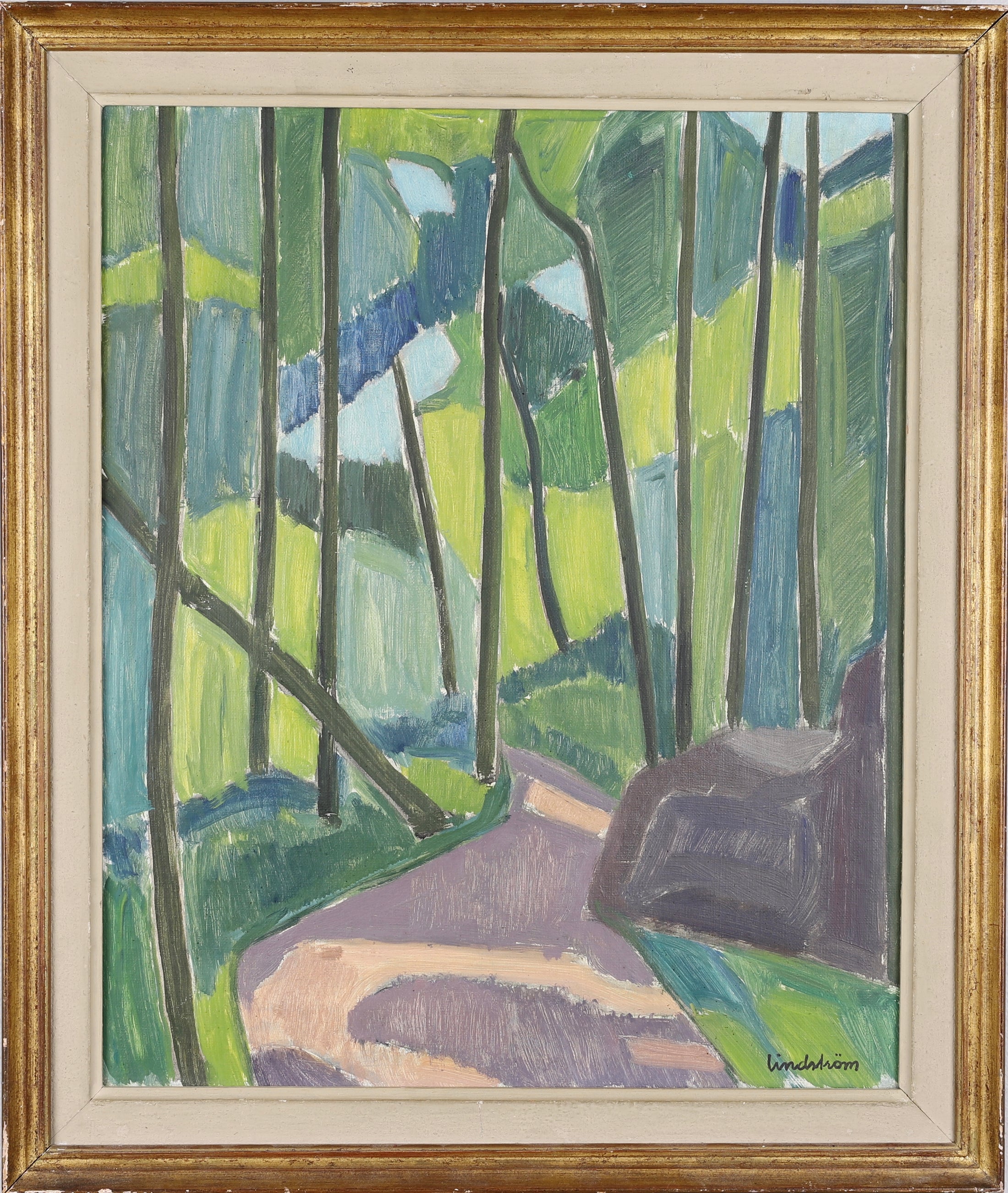 Mid Century Vintage Landscape Oil Painting From Sweden By K Lindström