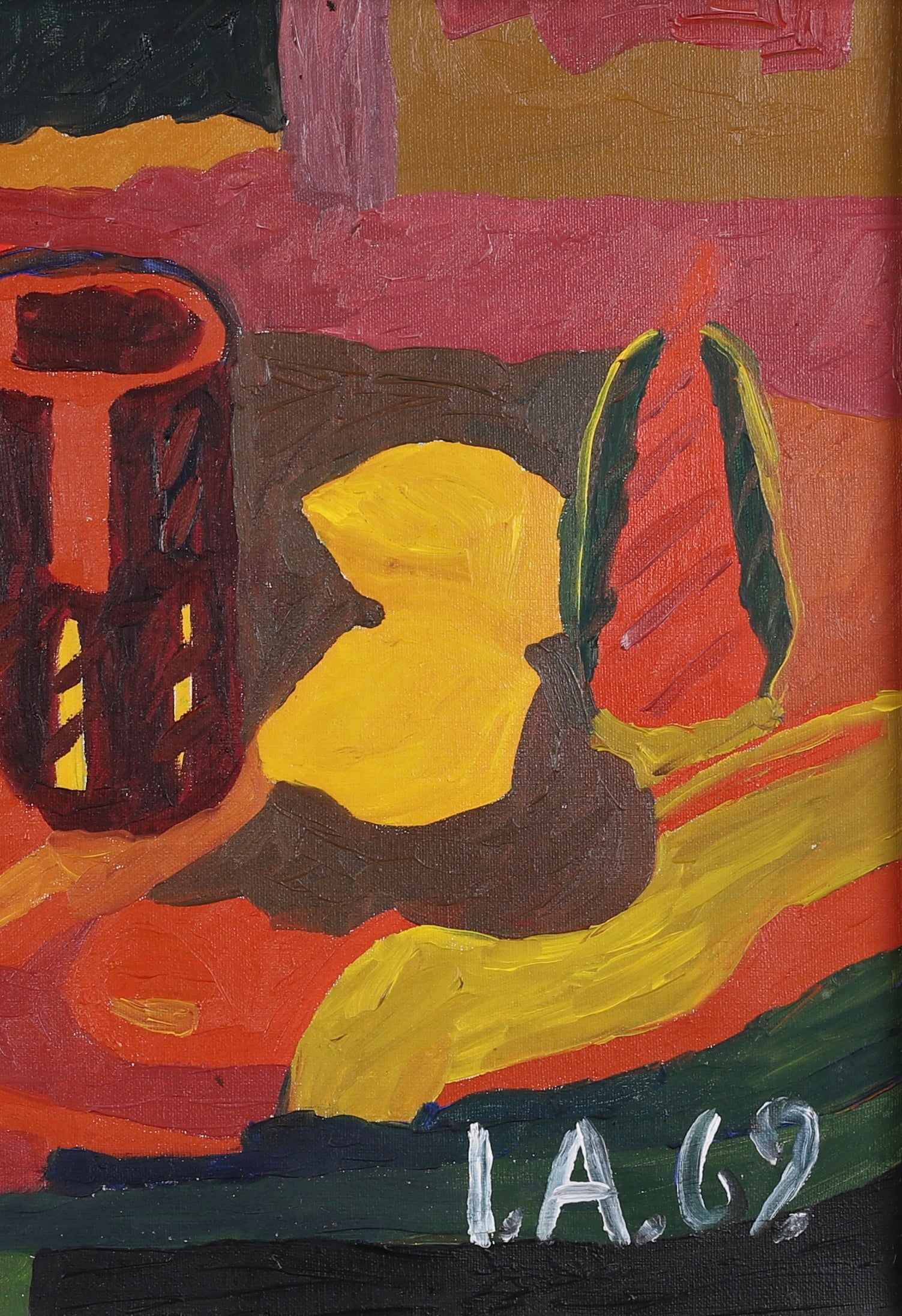 Mid Century Original Still Life Oil Painting from Sweden 1969