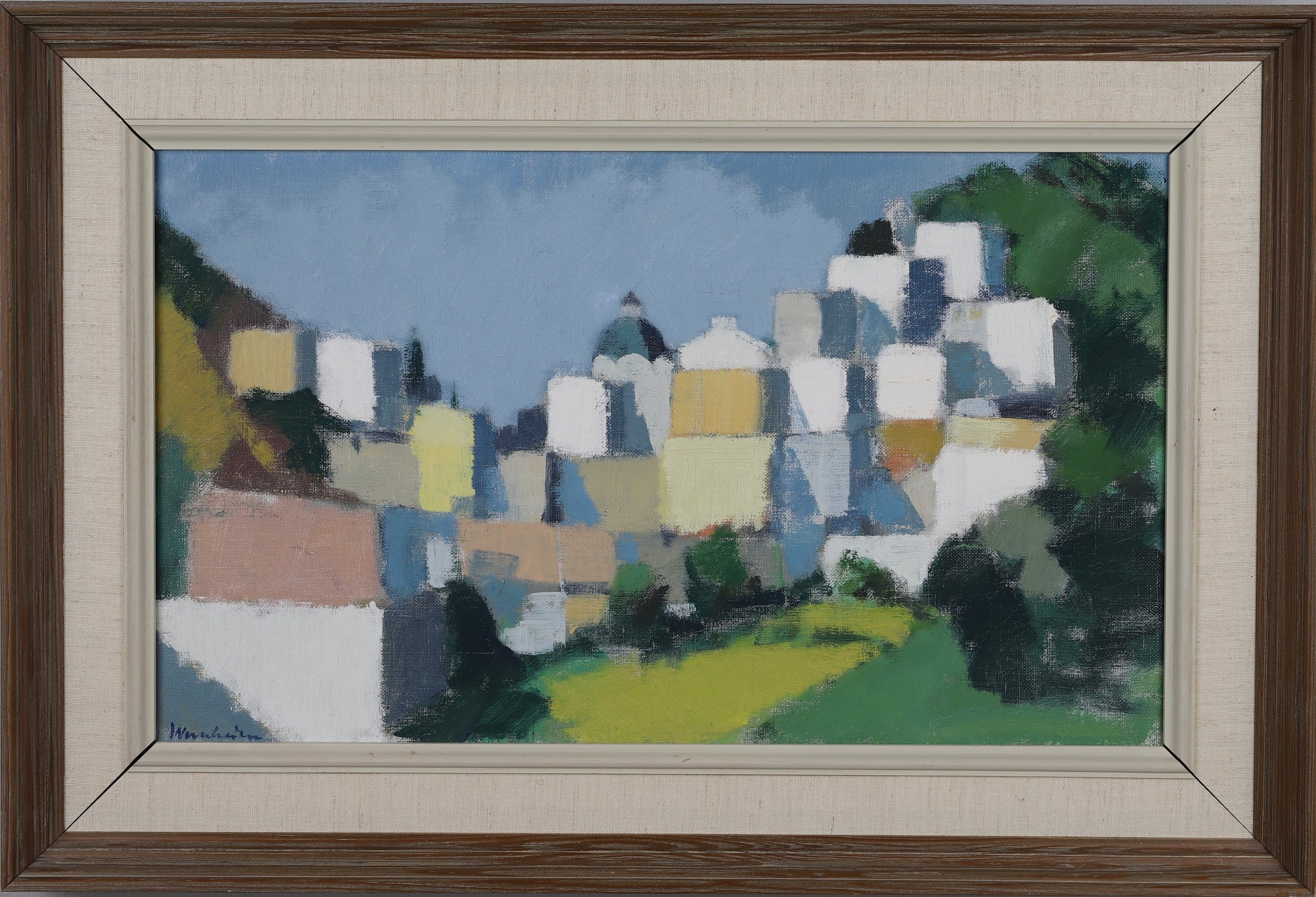 Mid Century Vintage Oil Painting - Capri- By Stig Wernheden Sweden