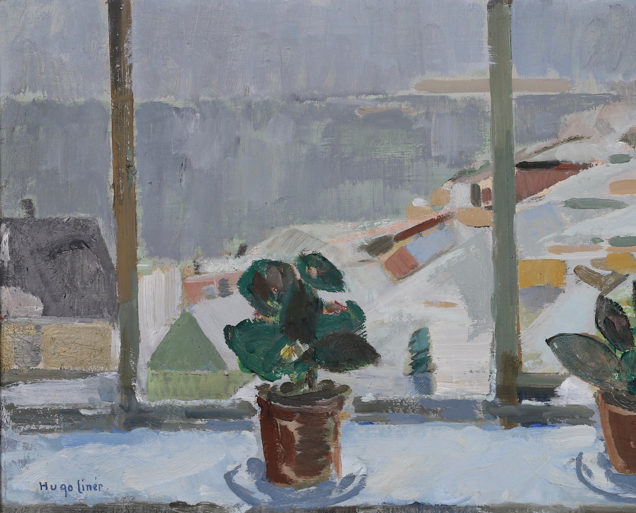 Vintage Landscape Oil Painting by Hugo Linér from Sweden