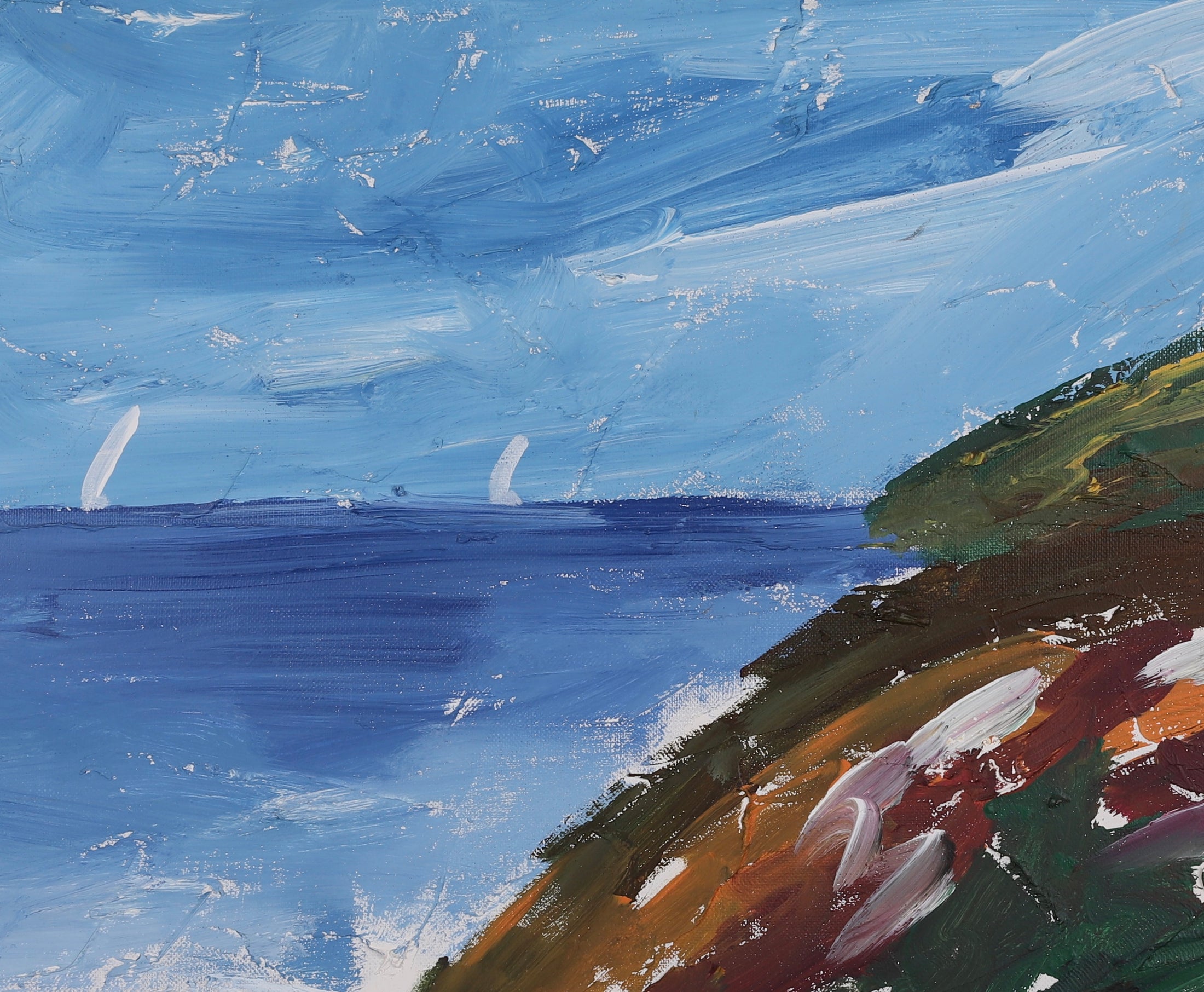 Striking Vintage Seascape Oil Painting Göte Lundberg Sweden