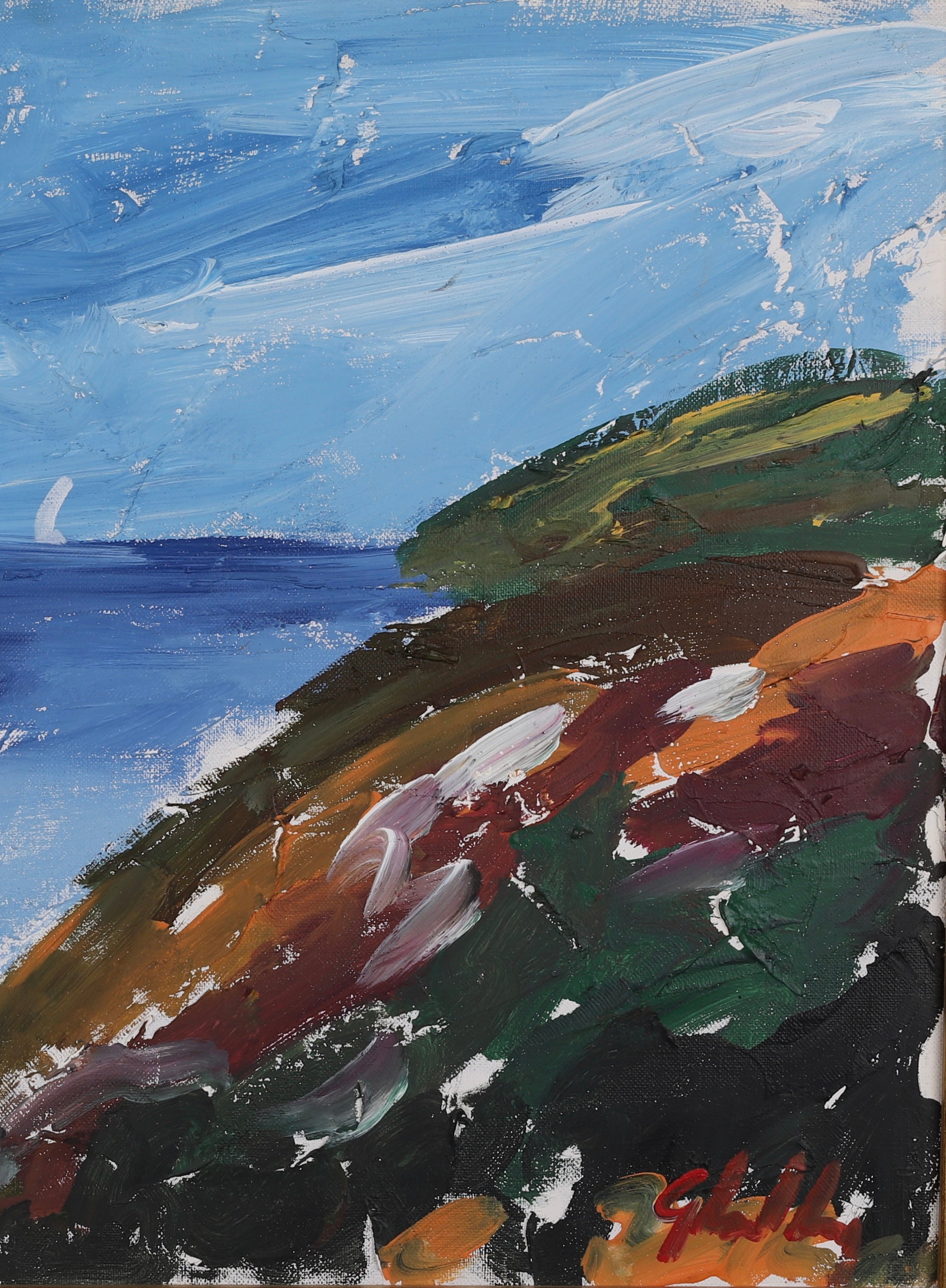 Striking Vintage Seascape Oil Painting Göte Lundberg Sweden