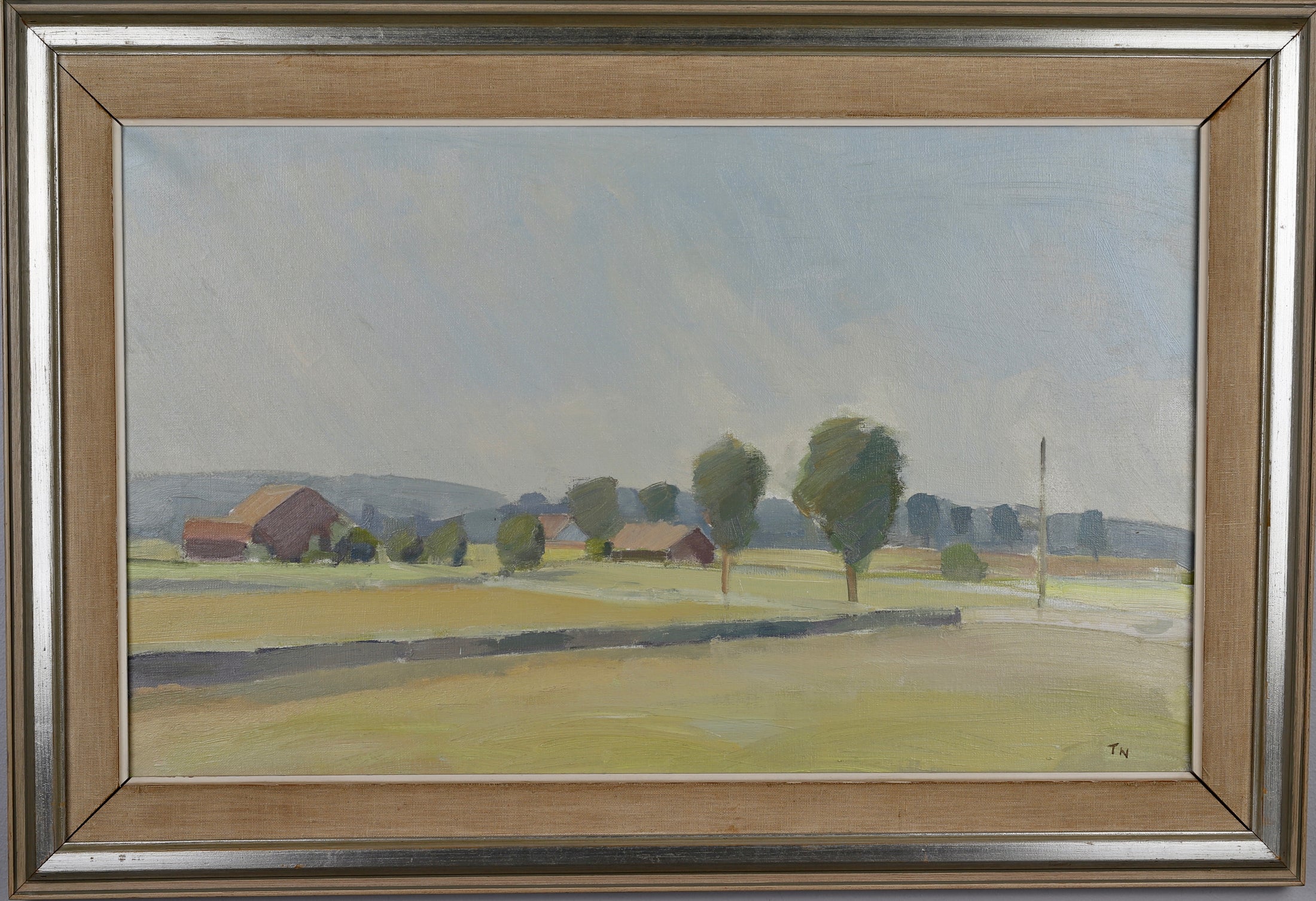 Vintage Landscape Oil Painting by Tage Nilsson from Sweden