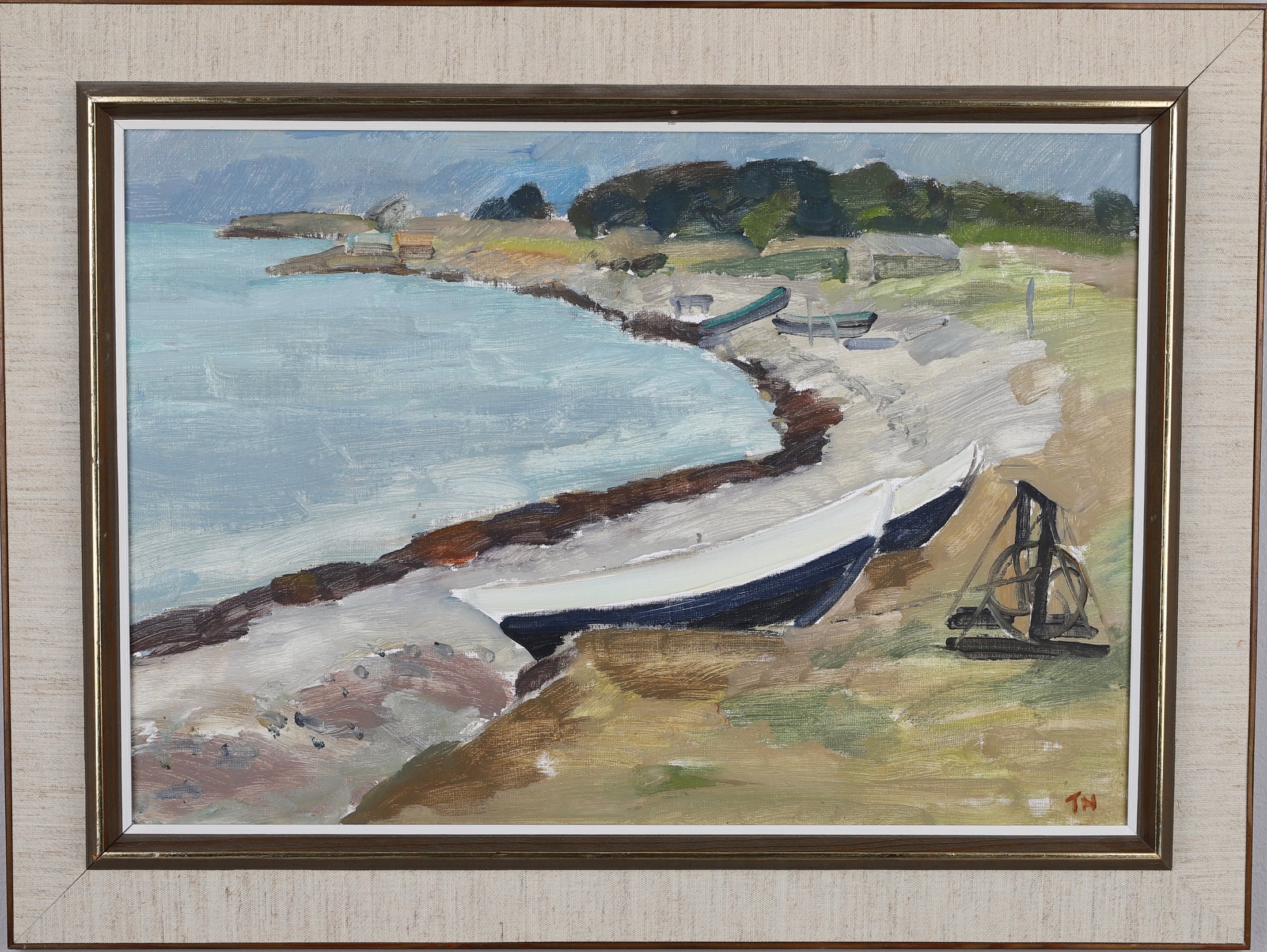 Vintage Coastal Painting by Tage Nilsson from Sweden