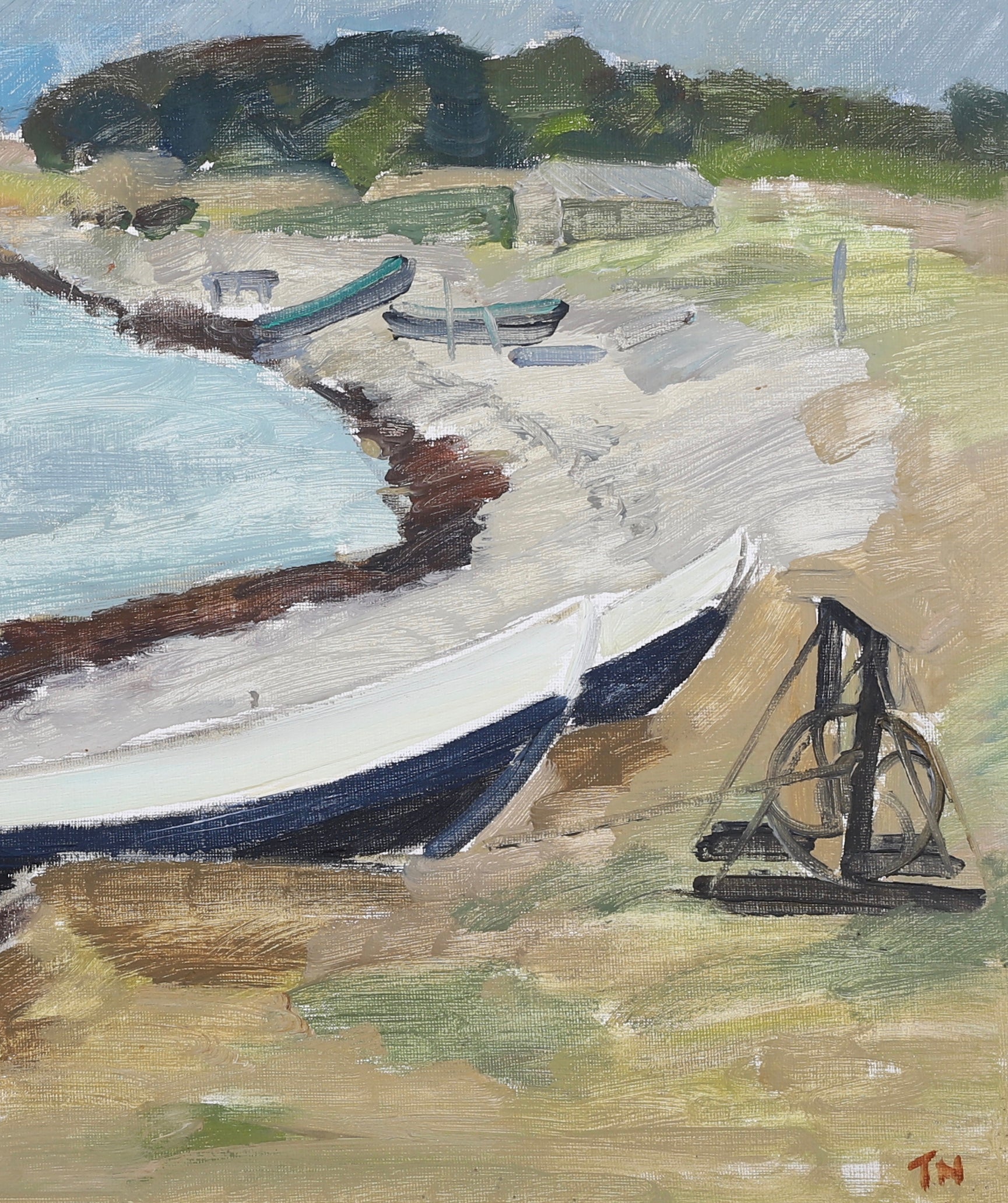 Vintage Coastal Painting by Tage Nilsson from Sweden