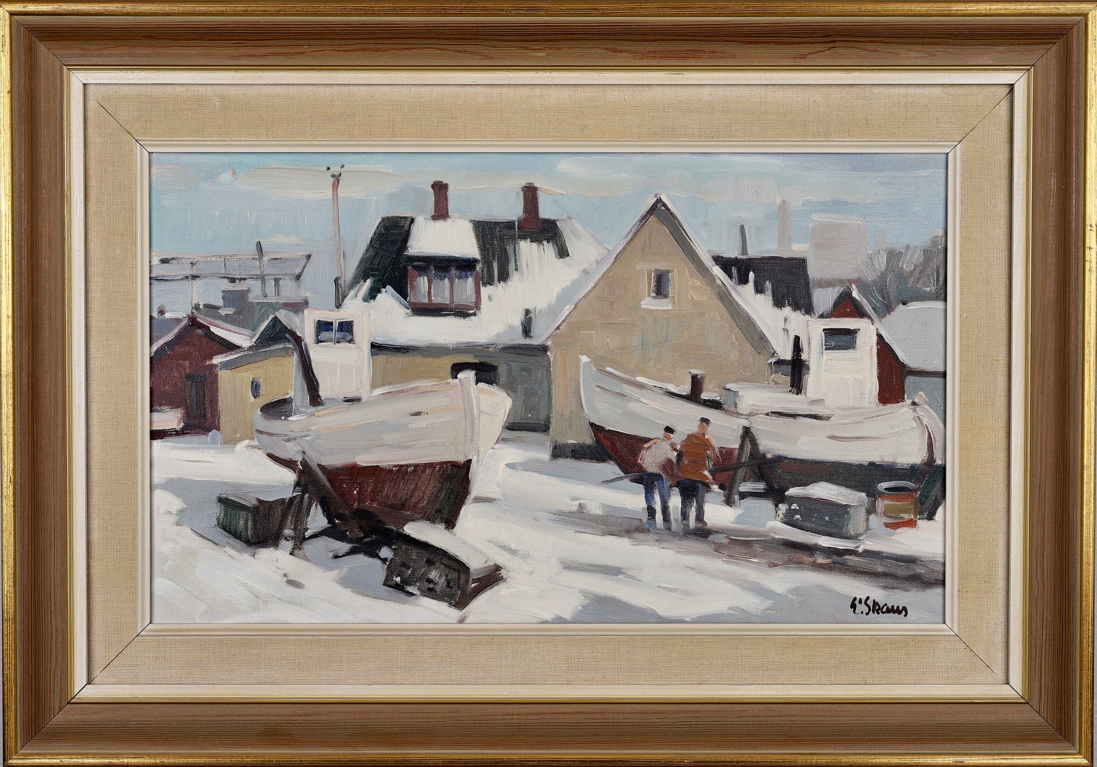 Mid Century Original Oil Painting From Sweden By Eskil Skans
