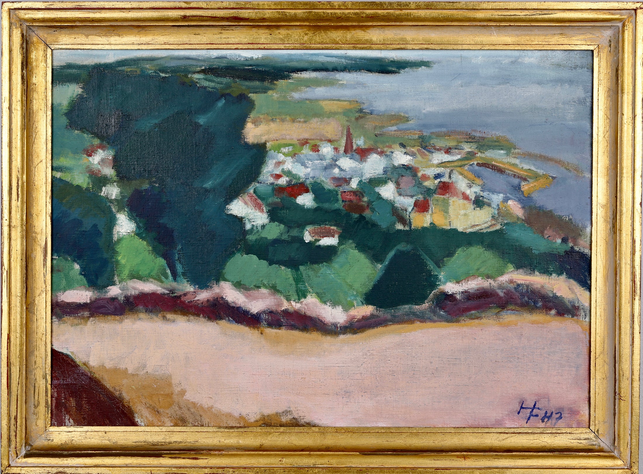 Vintage Art Room Mid Century Landscape Oil Painting By H Fredriksson From Sweden