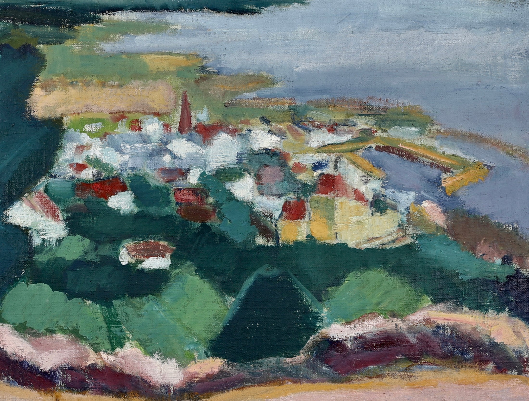 Vintage Art Room Mid Century Landscape Oil Painting By H Fredriksson From Sweden