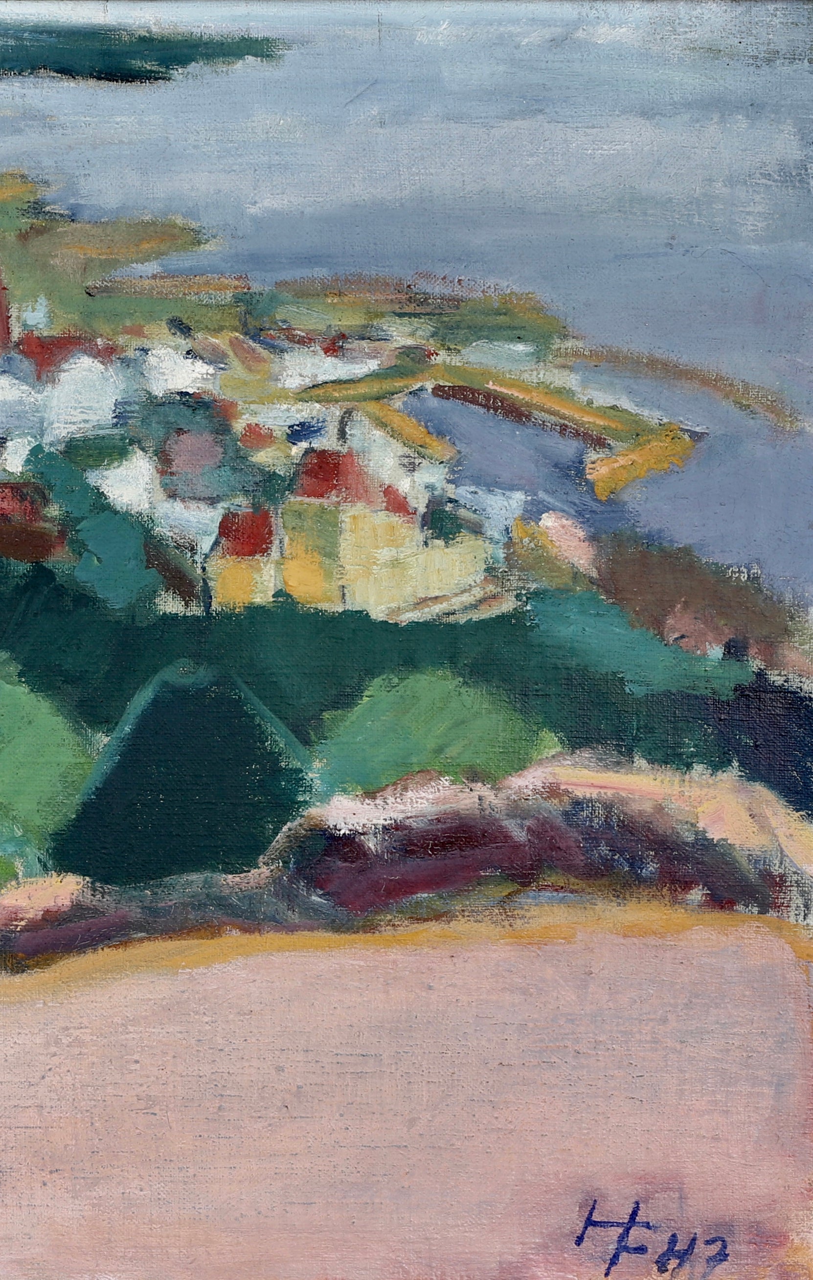 Vintage Art Room Mid Century Landscape Oil Painting By H Fredriksson From Sweden