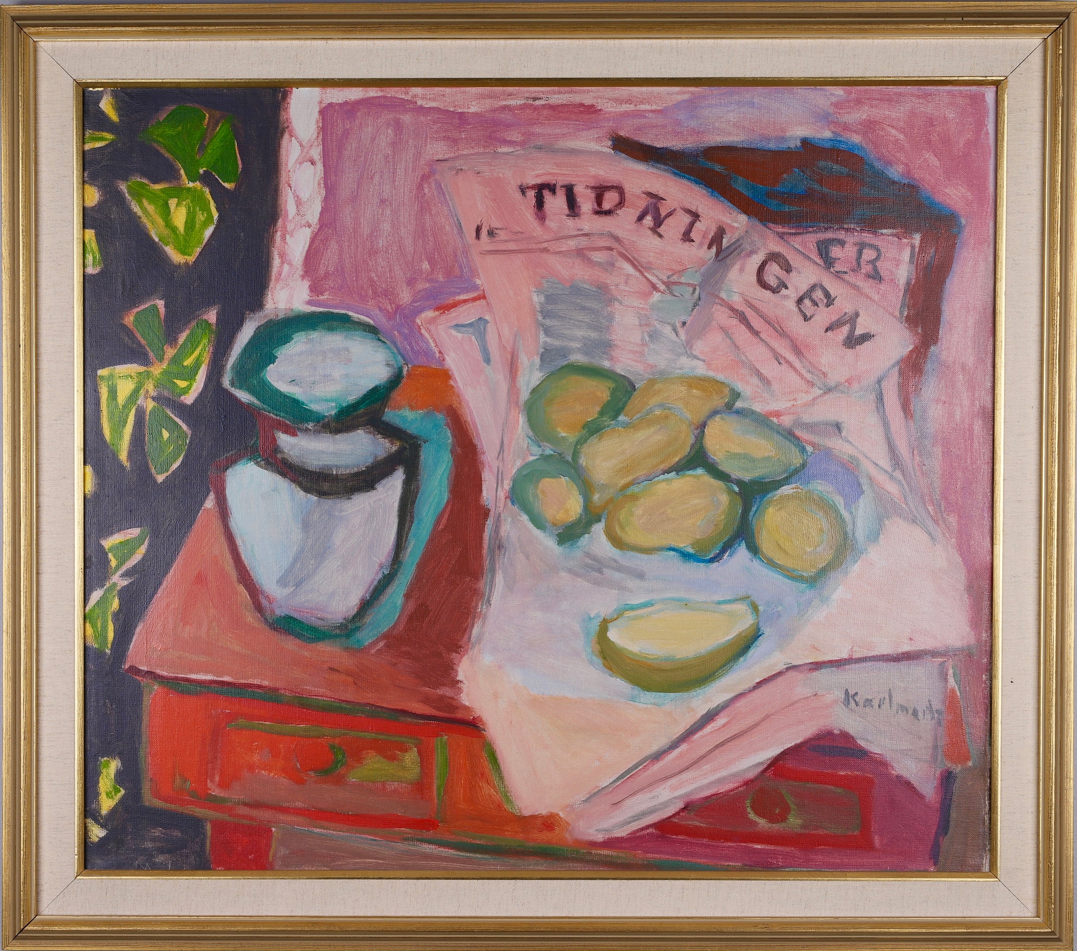 Mid Century Original Still Life By Gerhard Karlmark Sweden