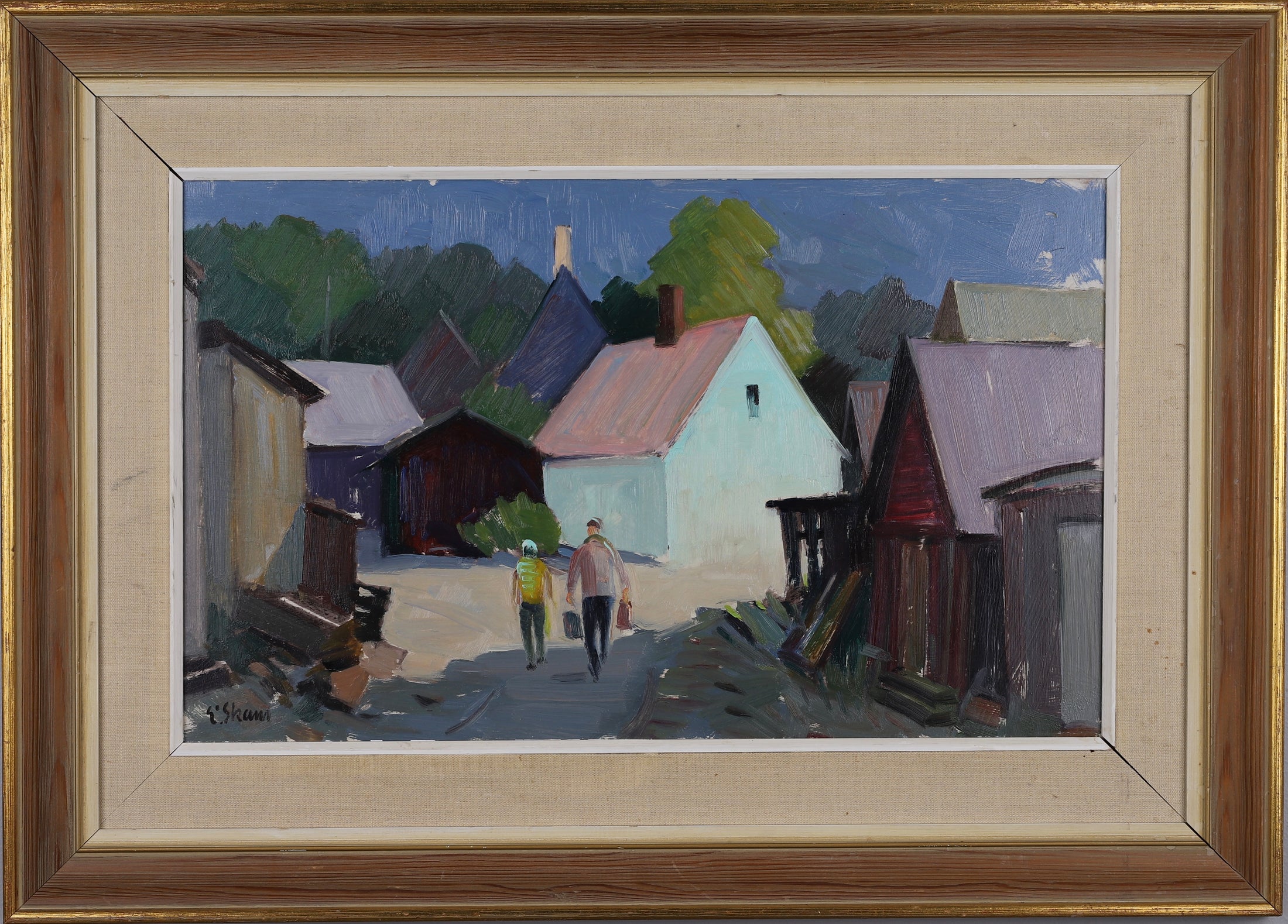 Mid Century Original Landscape Oil Painting From Sweden By Eskil Skans