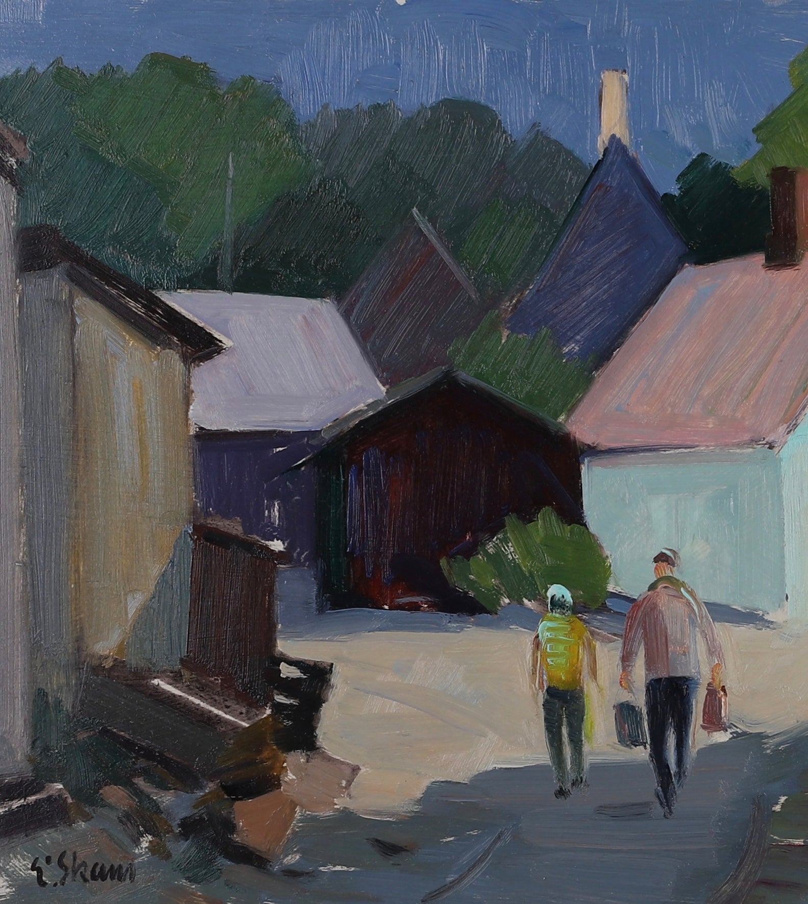 Mid Century Original Landscape Oil Painting From Sweden By Eskil Skans