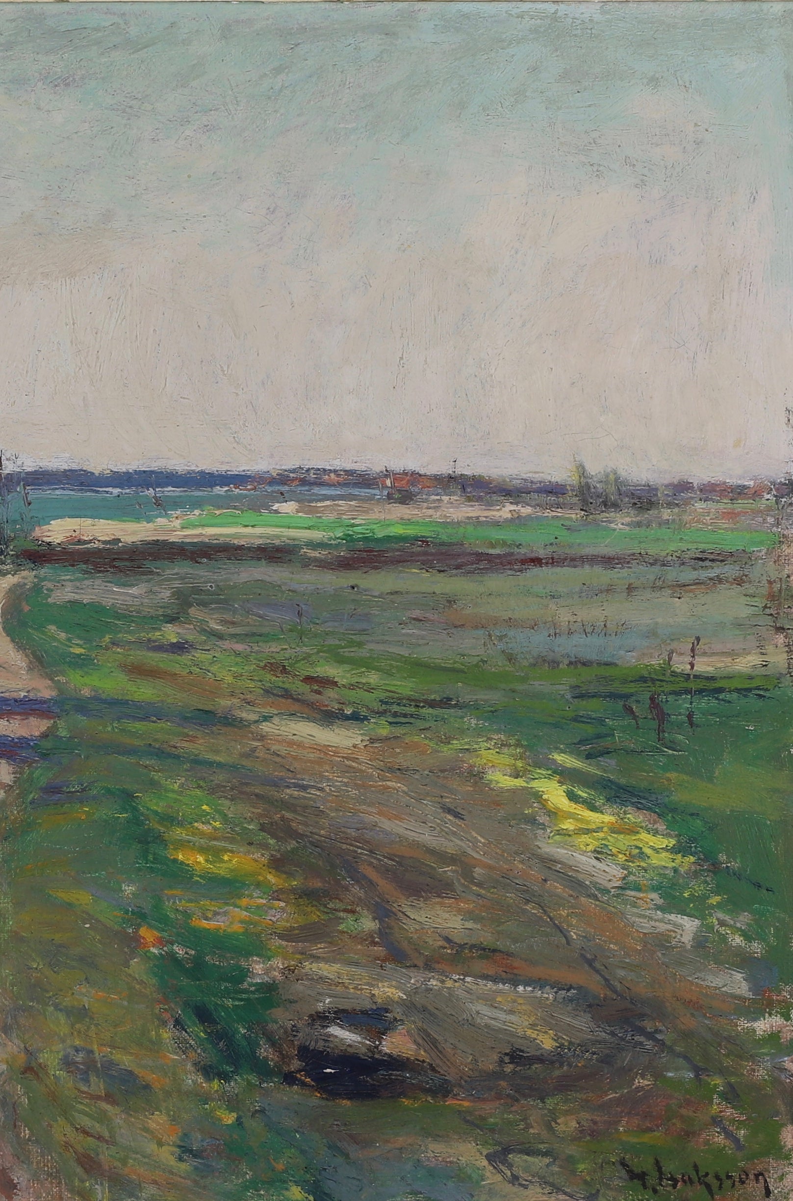 Vintage Mid Century Oil Painting From Sweden by Gideon Isaksson