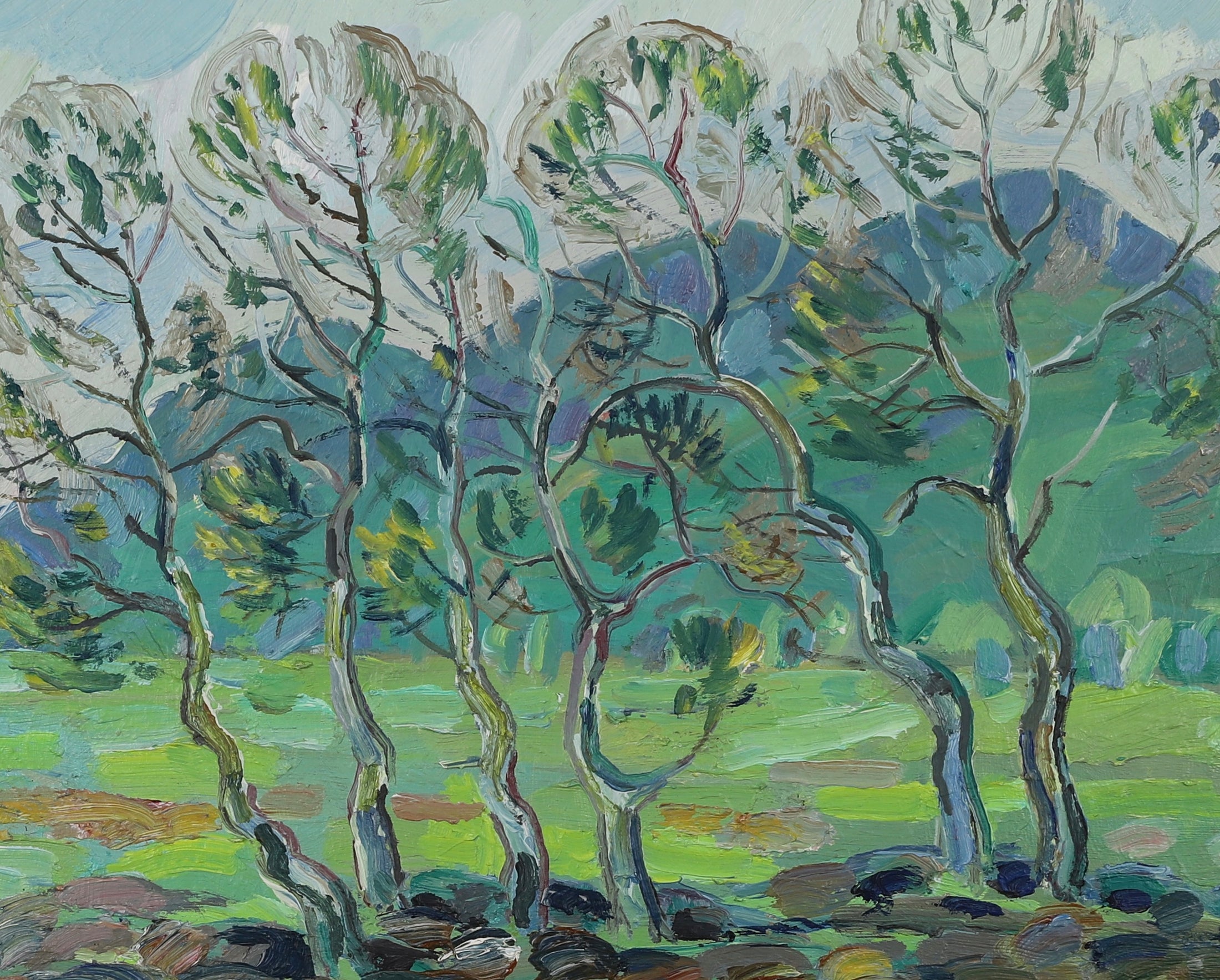 Mid Century Landscape Oil Painting From Sweden