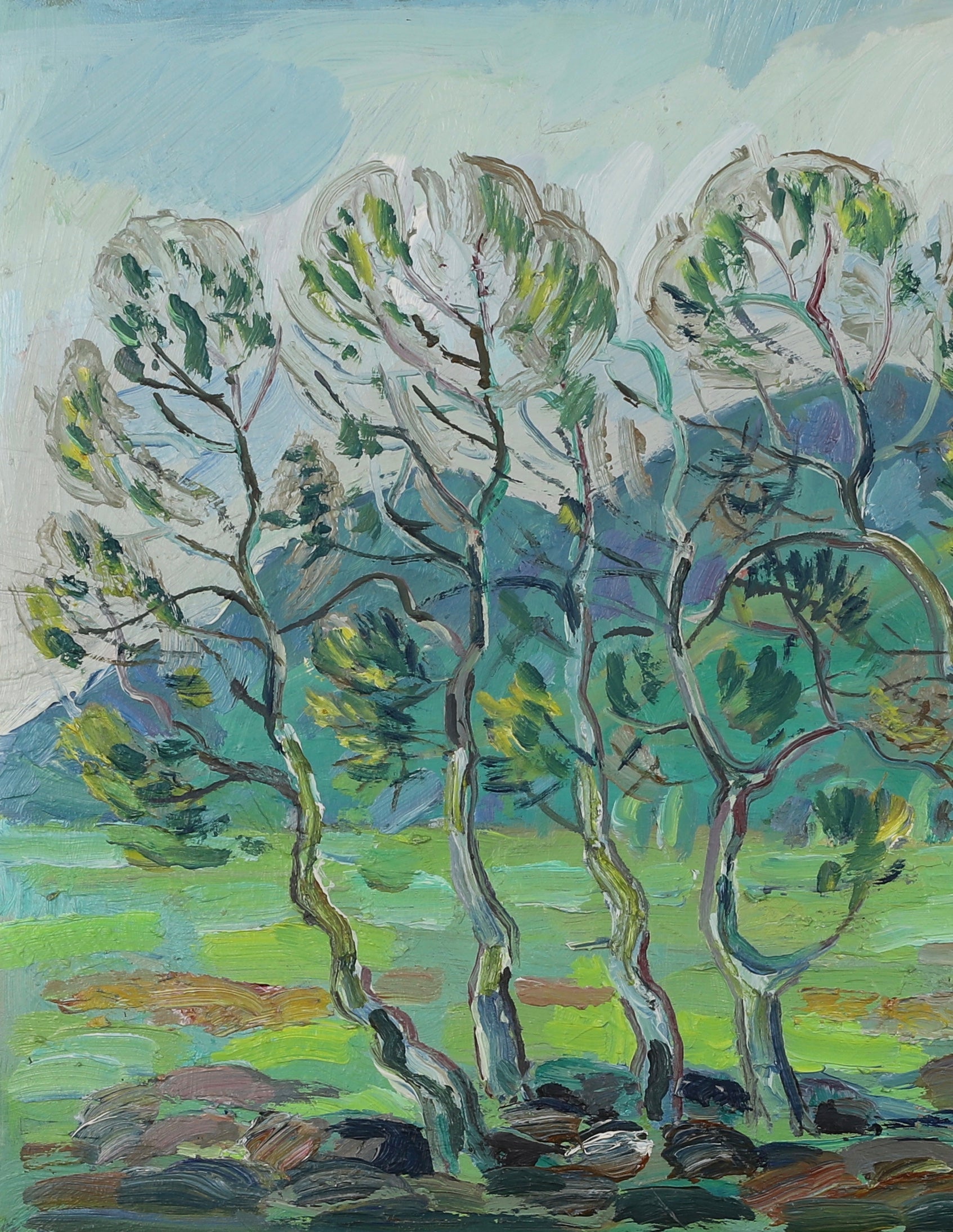 Mid Century Landscape Oil Painting From Sweden