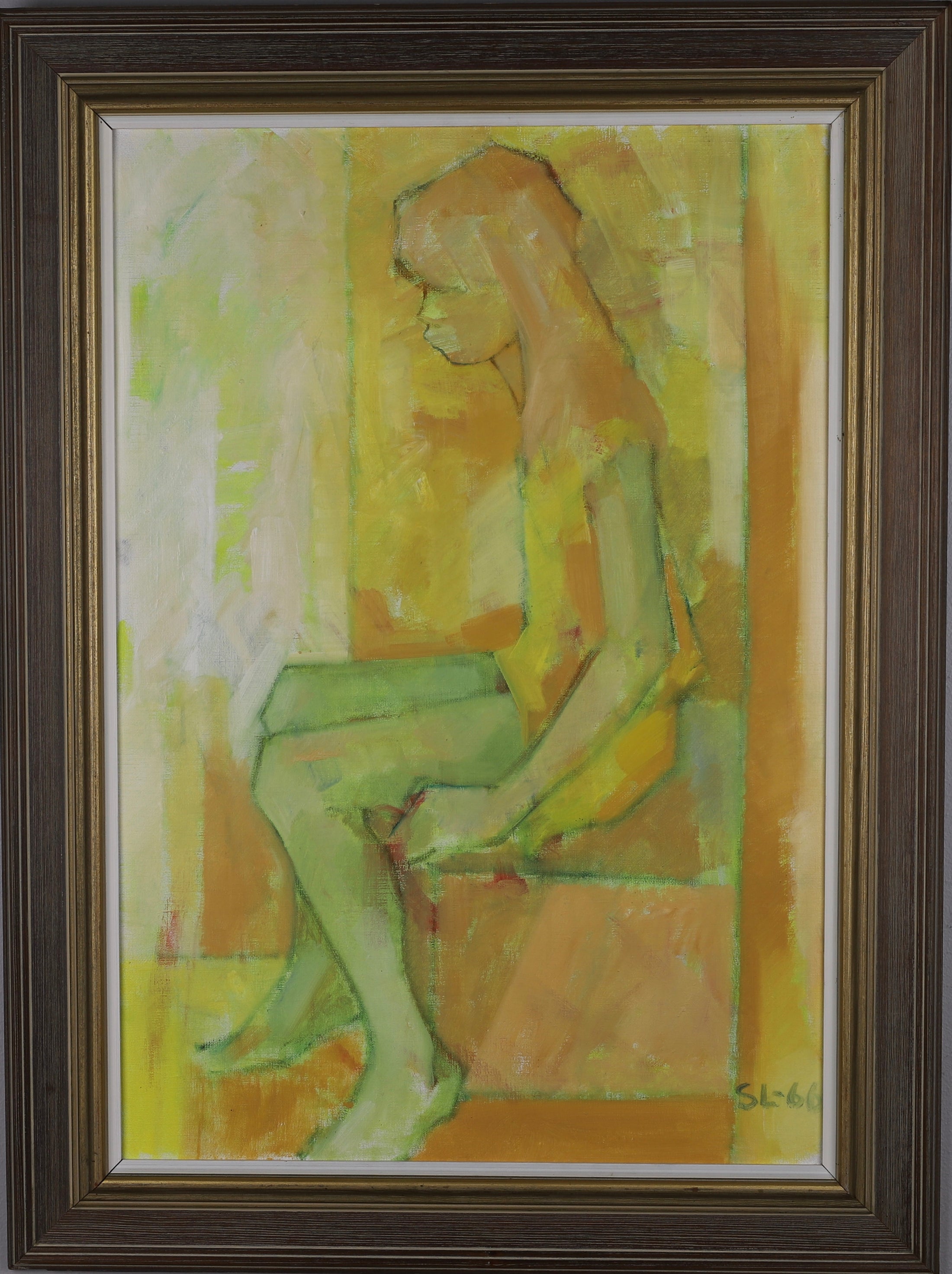 Mid Century Portrait Oil Painting From 1966 Sweden