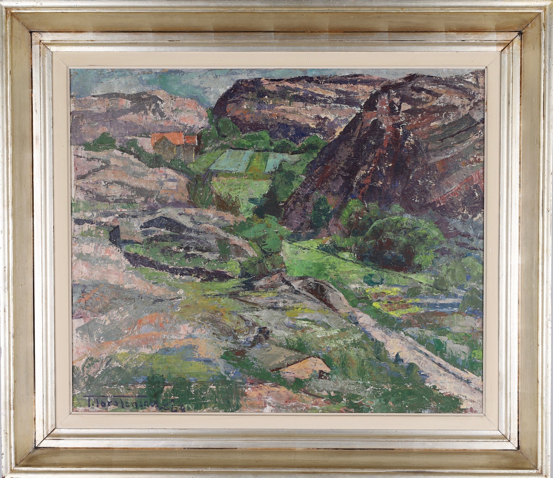 Mid Century Landscape Oil Painting By Torsten Torstensson From Sweden