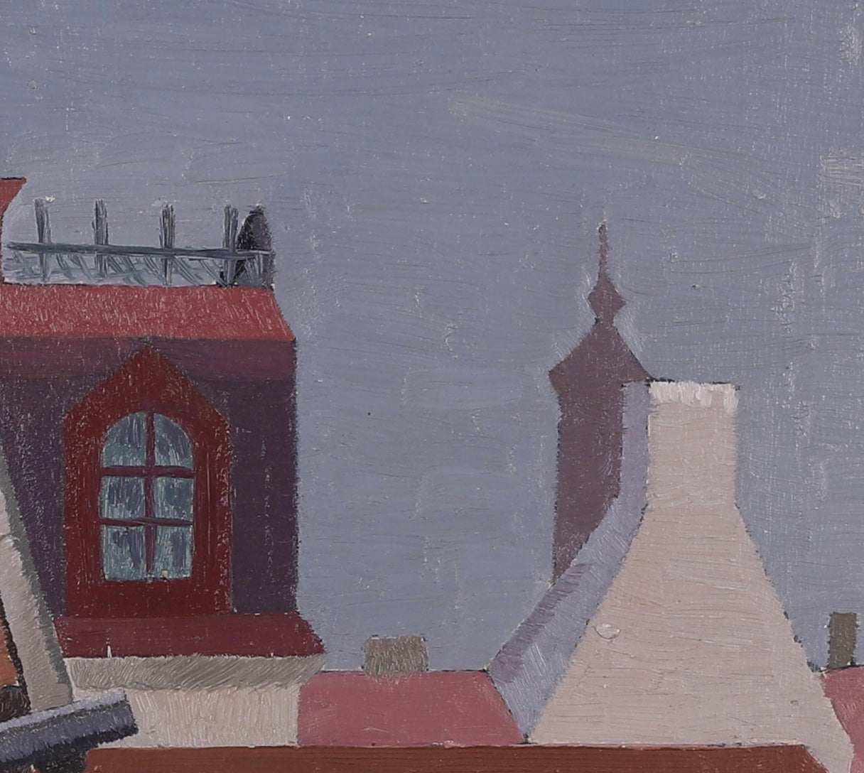 Mid Century Original Cityscape Oil Painting From Sweden By Ana Wilhemson-Lagerman