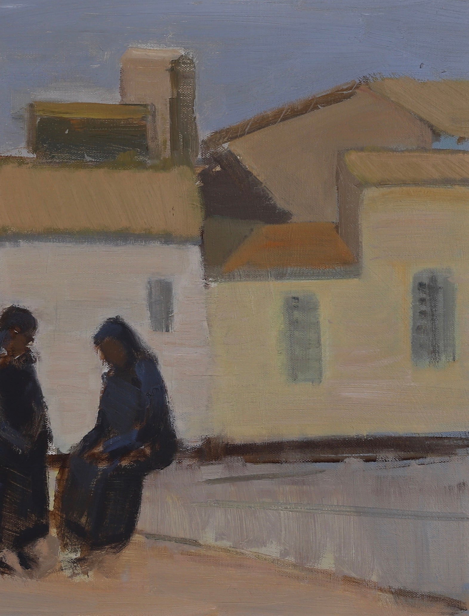 Vintage Cityscape Oil Painting by Tage Nilsson from Sweden