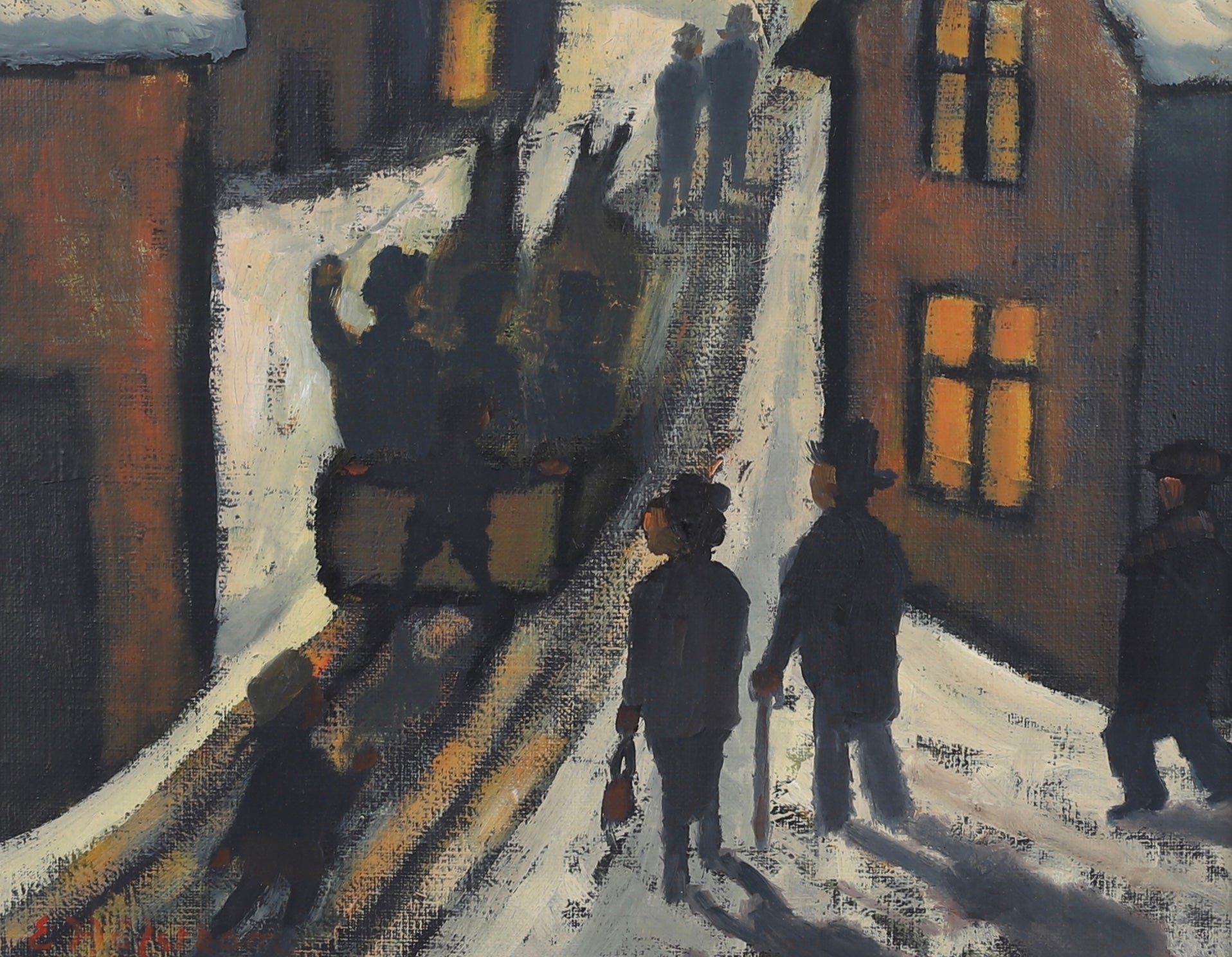 Vintage Mid Century Oil Painting By E Håfström Sweden