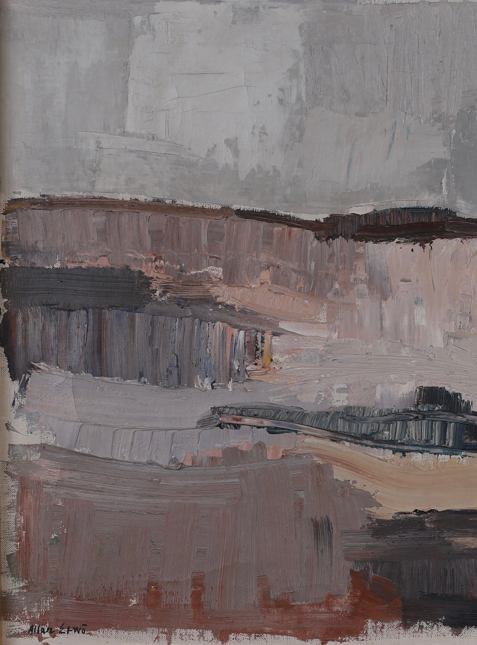 Mid Century Landscape Oil Painting By Allan Erwö Sweden