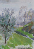 Load image into Gallery viewer, Mid Century Spring Landscape Oil Painting From Sweden By Olle Eriksson