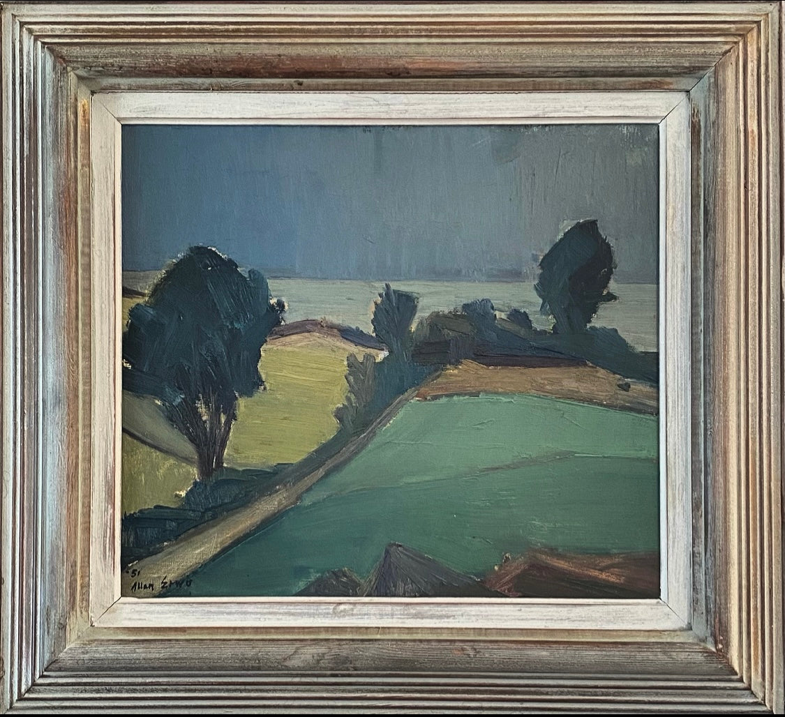 Mid Century Landscape Oil Painting By Allan Erwö 1951 Sweden