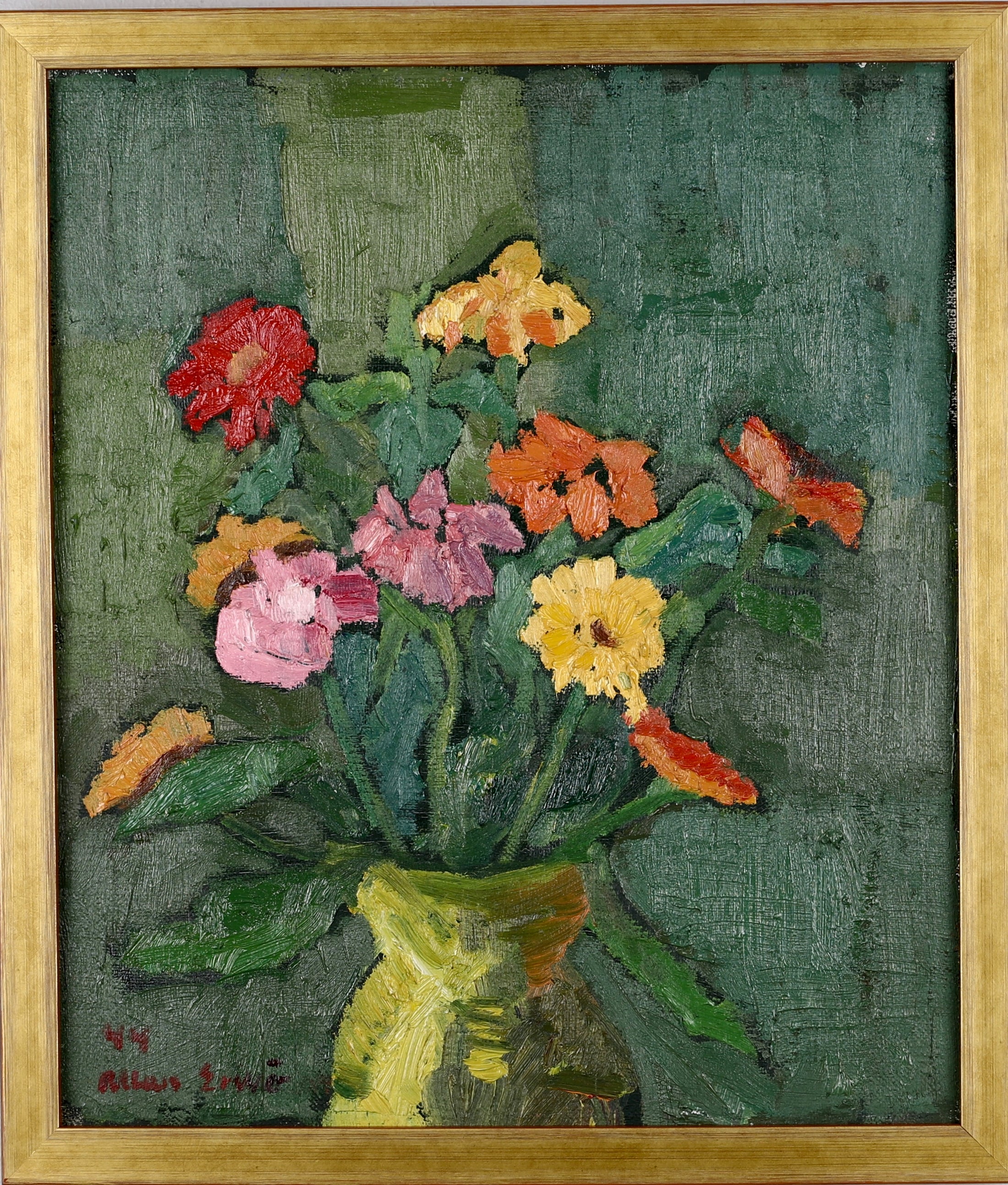 Mid Century Original Still Life Oil Painting By Allan Erwö Sweden