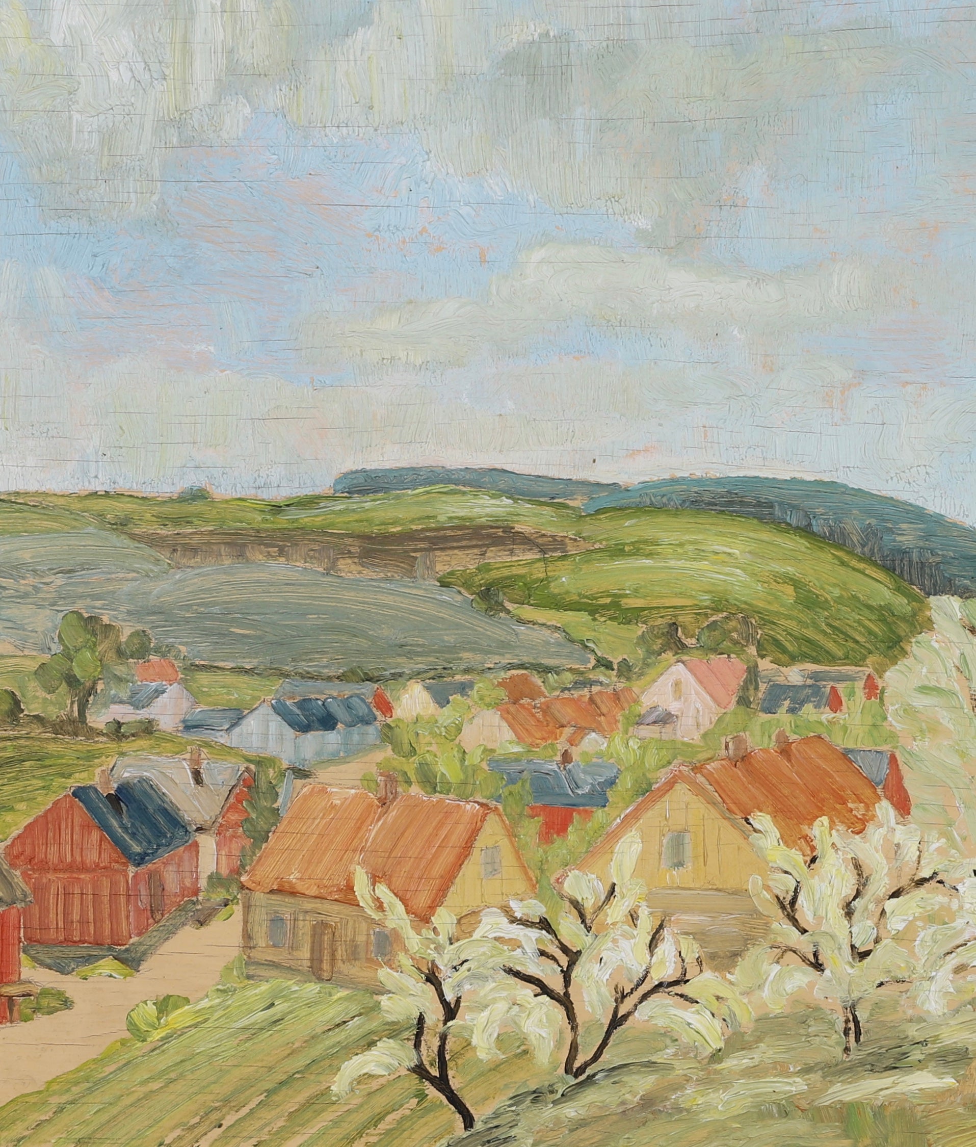 Mid Century Landscape Oil Painting By A Hansson 1944 Sweden