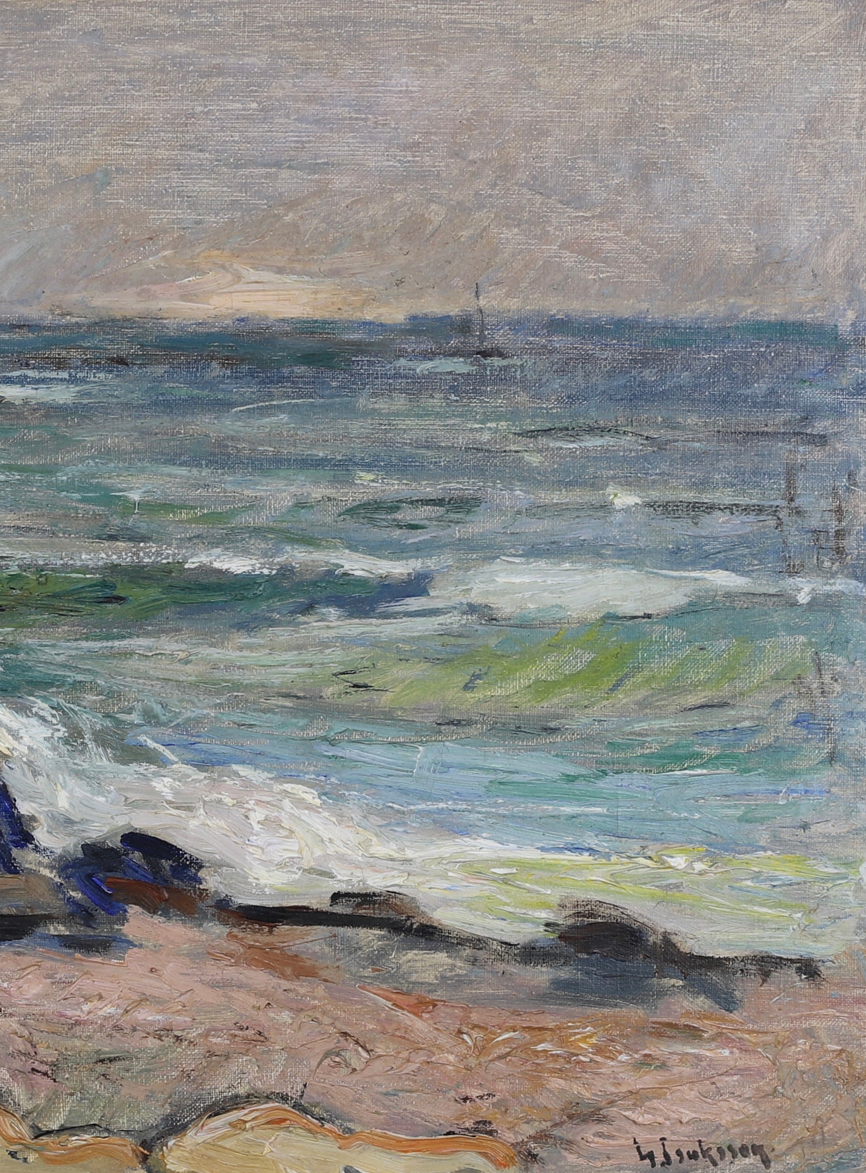 Vintage Mid Century Oil Painting From Sweden by Gideon Isaksson