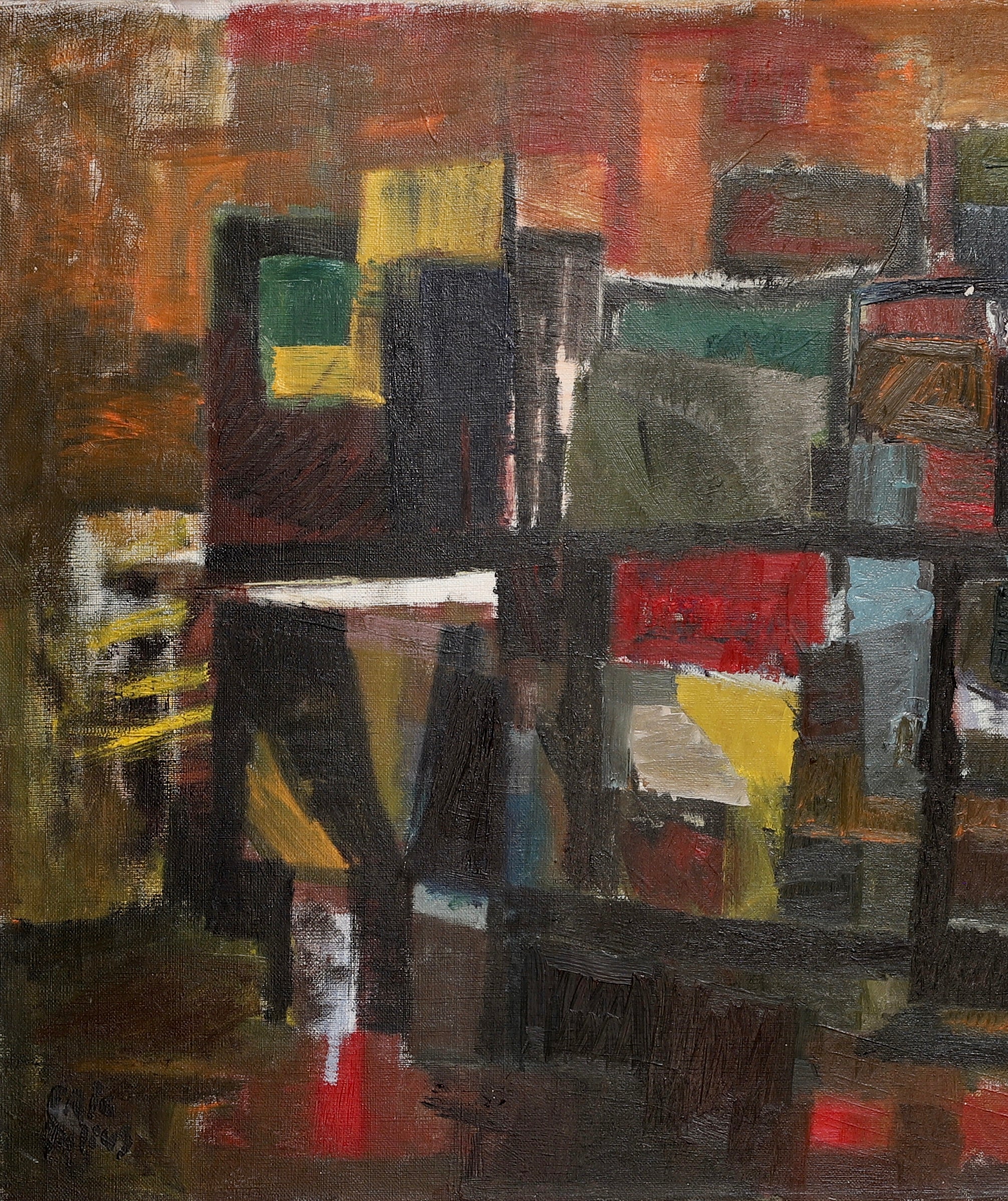 Mid Century Abstract Oil Painting By Eric Julius Sweden