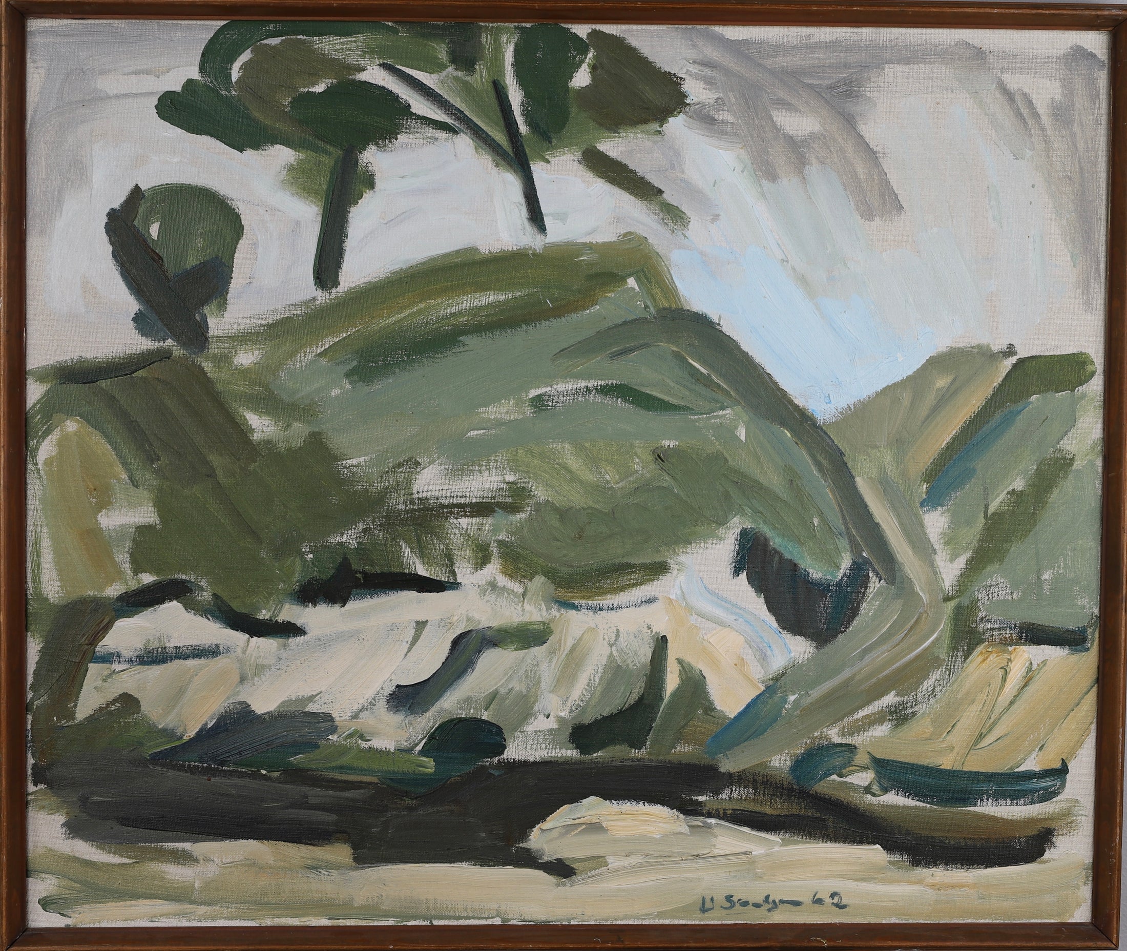 Vintage Mid Century Landscape Oil Painting By U Sandgren Sweden