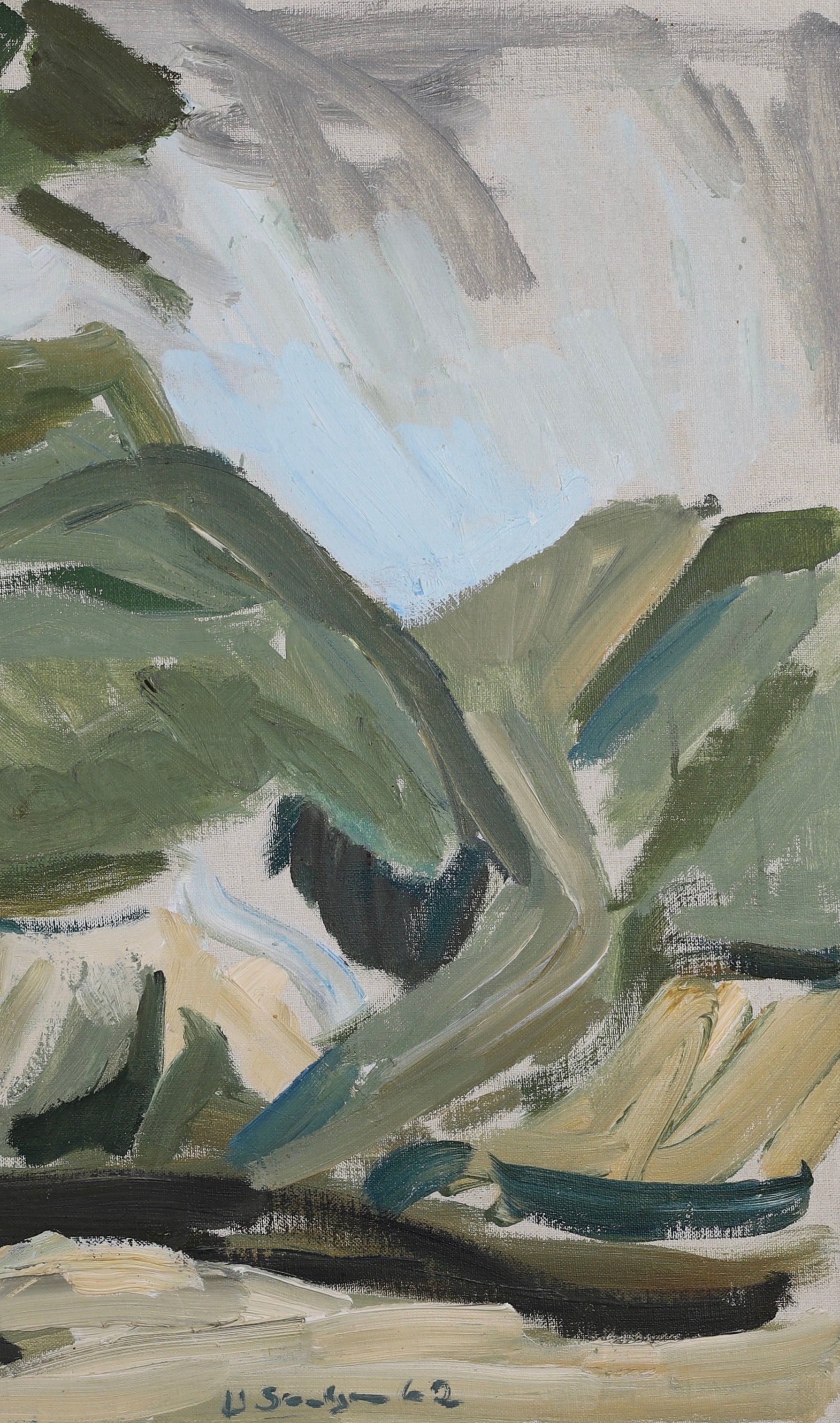 Vintage Mid Century Landscape Oil Painting By U Sandgren Sweden