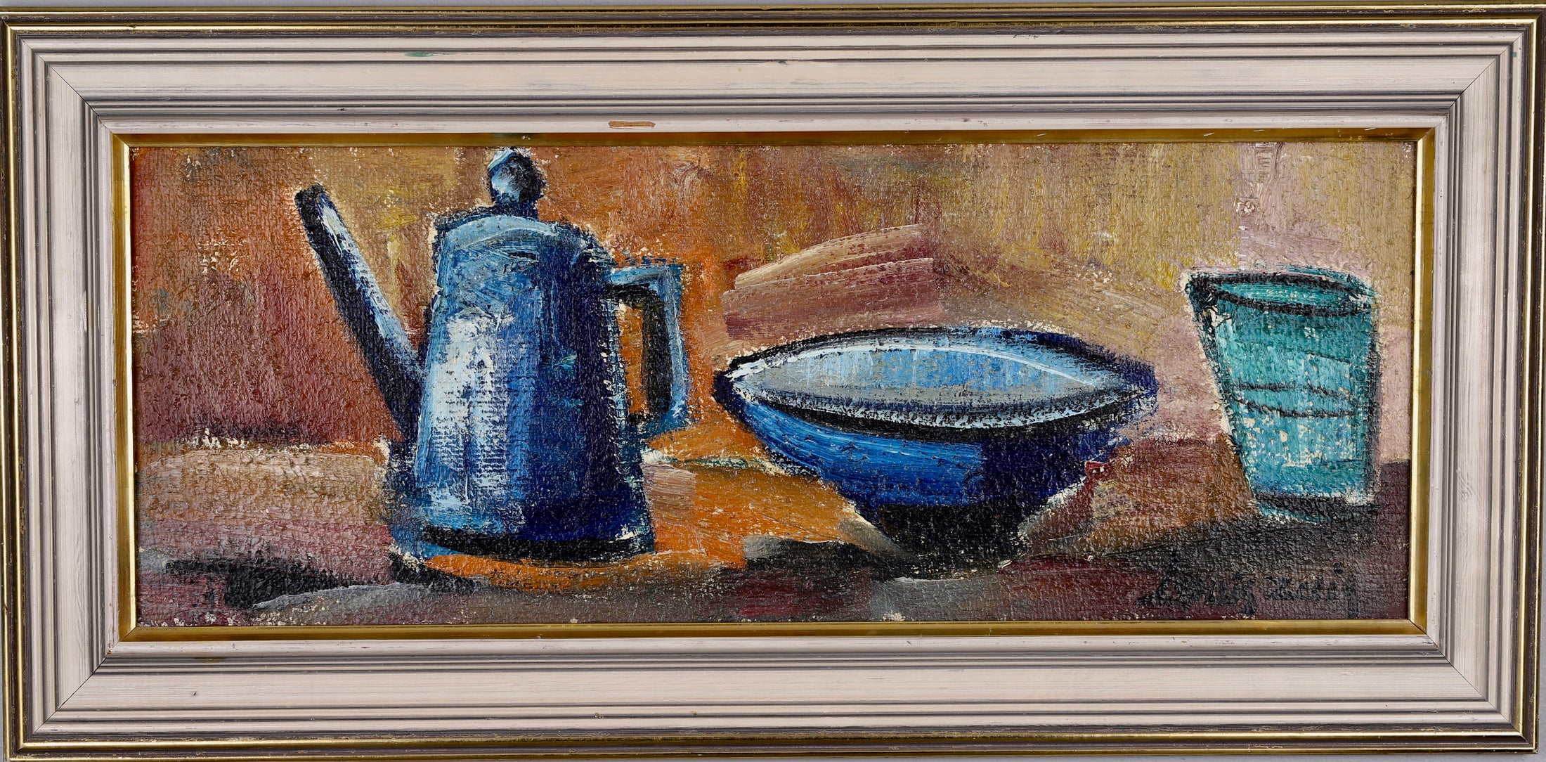 Mid Century Original Still Life  Oil Painting L Zelig Sweden
